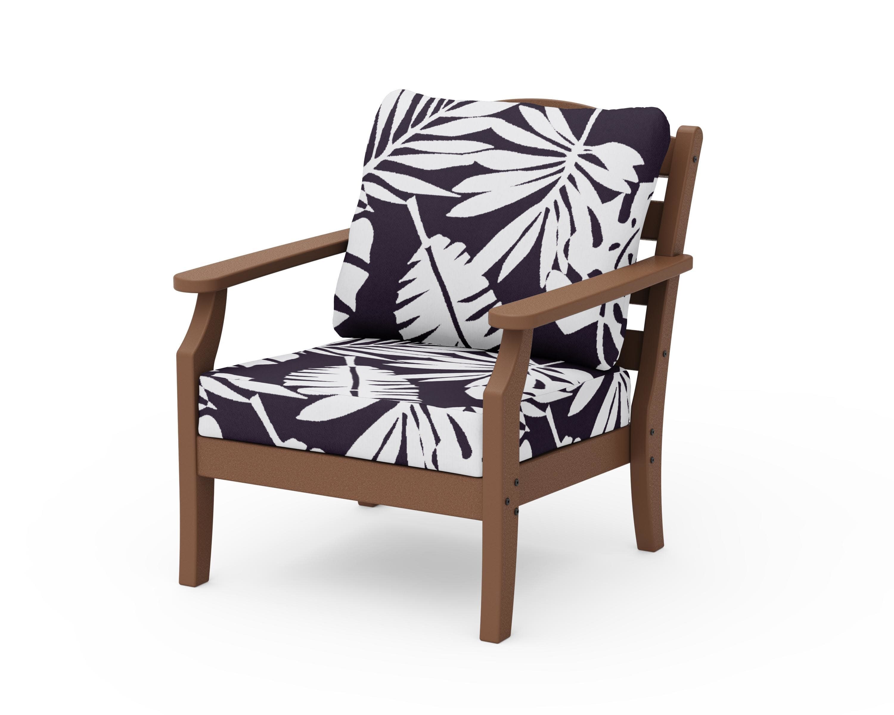 Savannah Deep Seating Chair in Teak / Leaf Navy