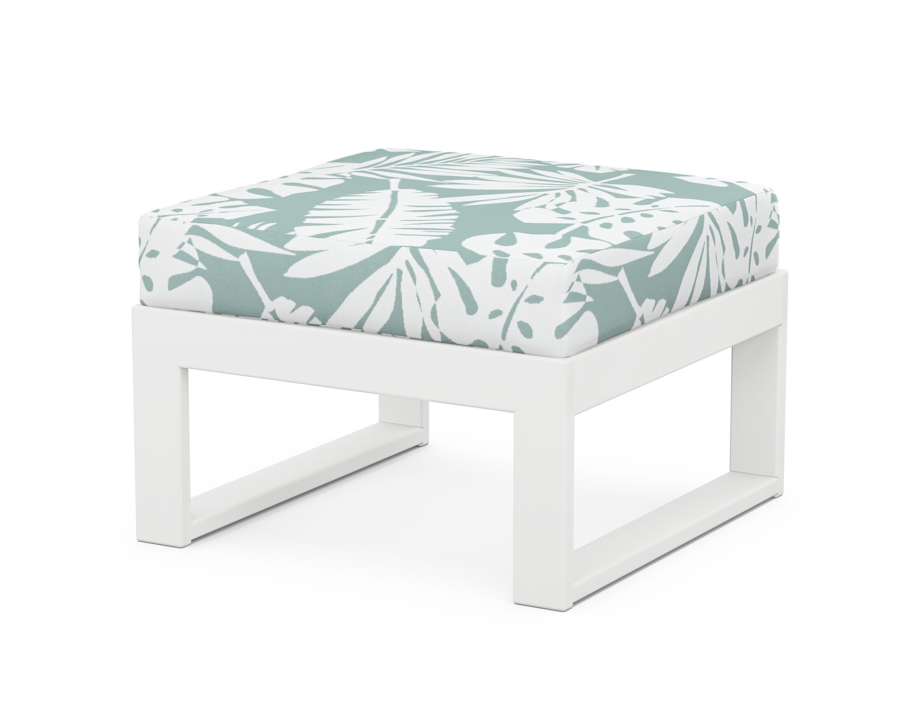 Modular Ottoman - Modern in White / Leaf Glacier Spa