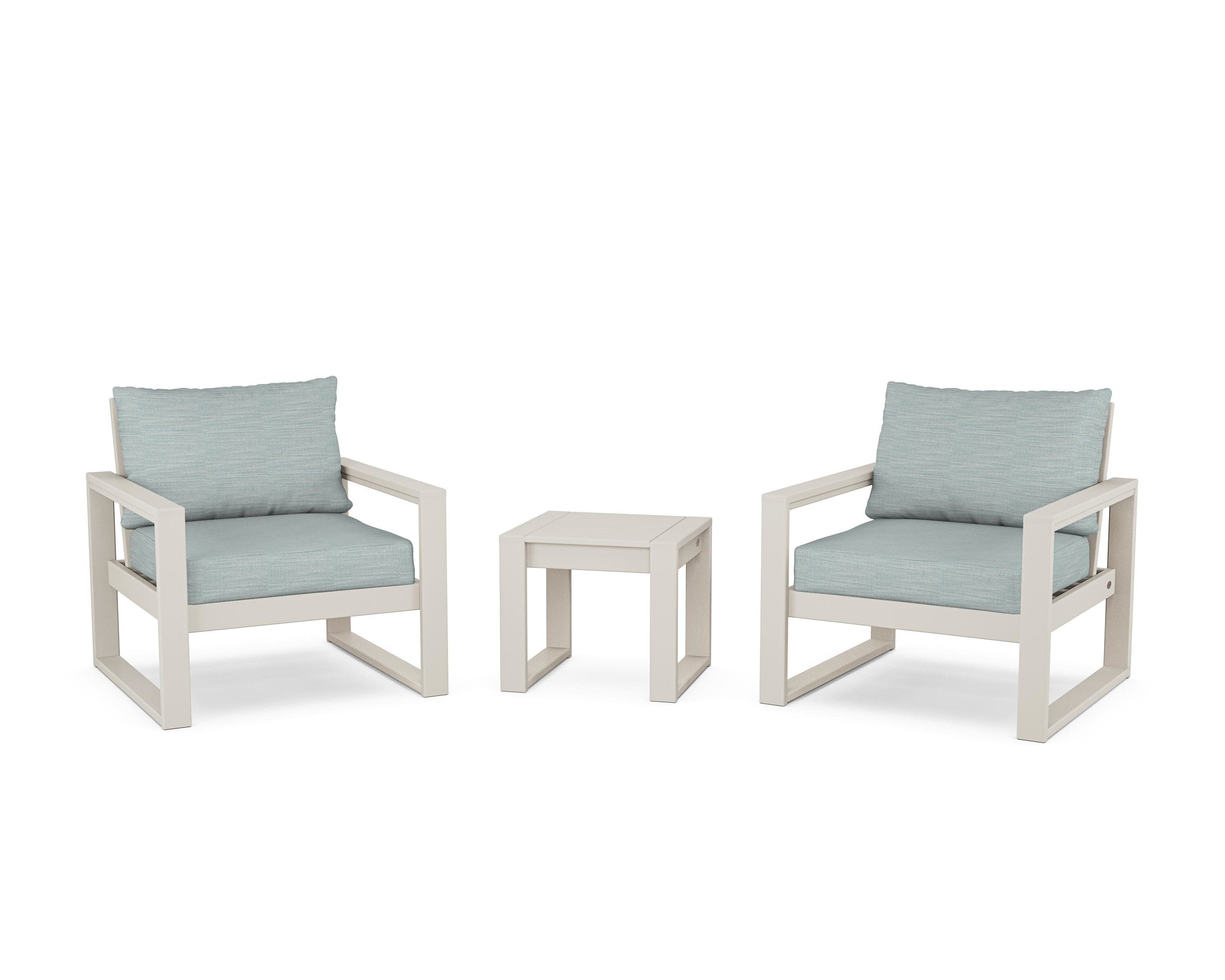 EDGE Sectional 3-Piece Deep Seating Set in Sand / Soothe Mist