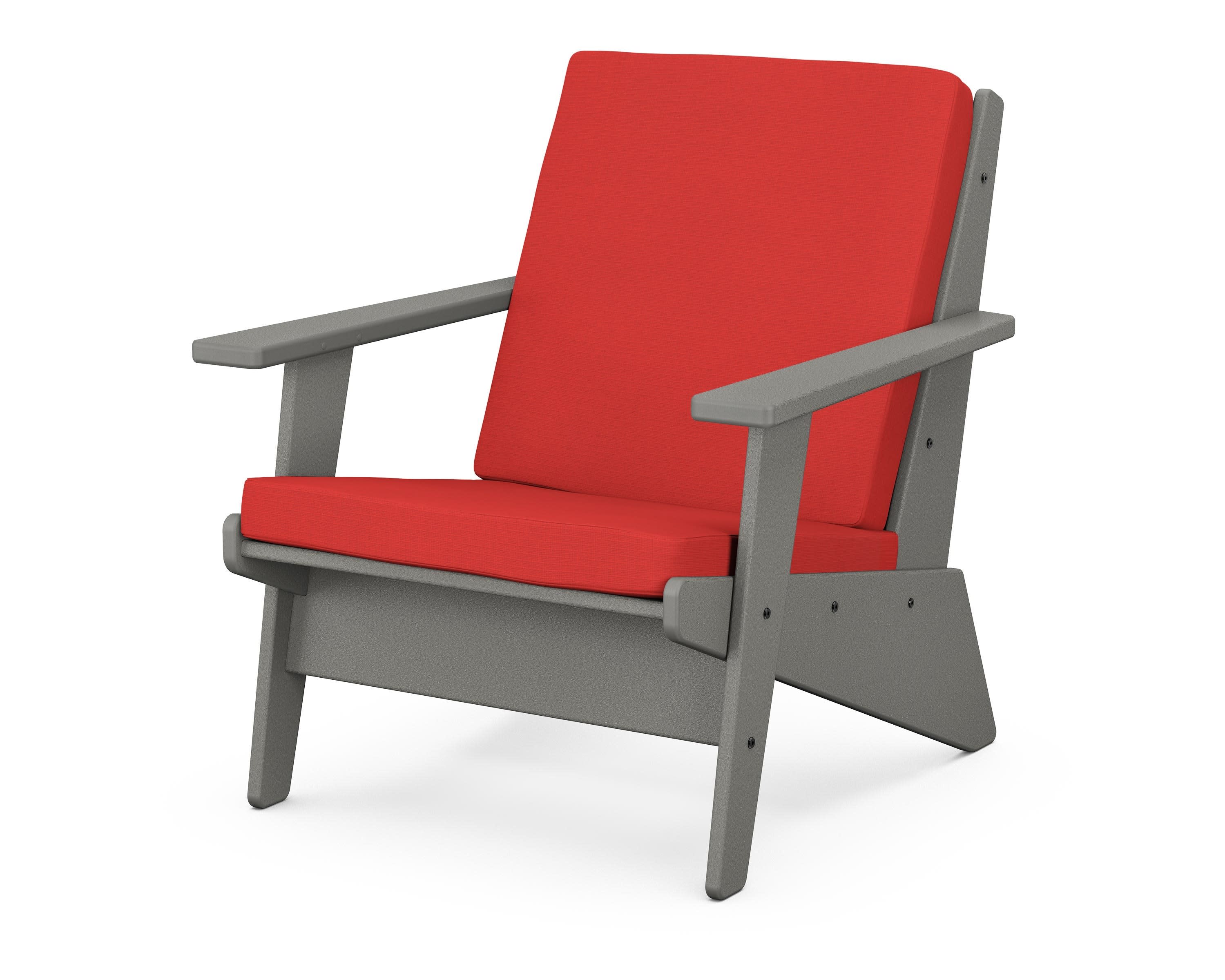 Riviera Modern Lounge Chair in Slate Grey / Crimson Linen