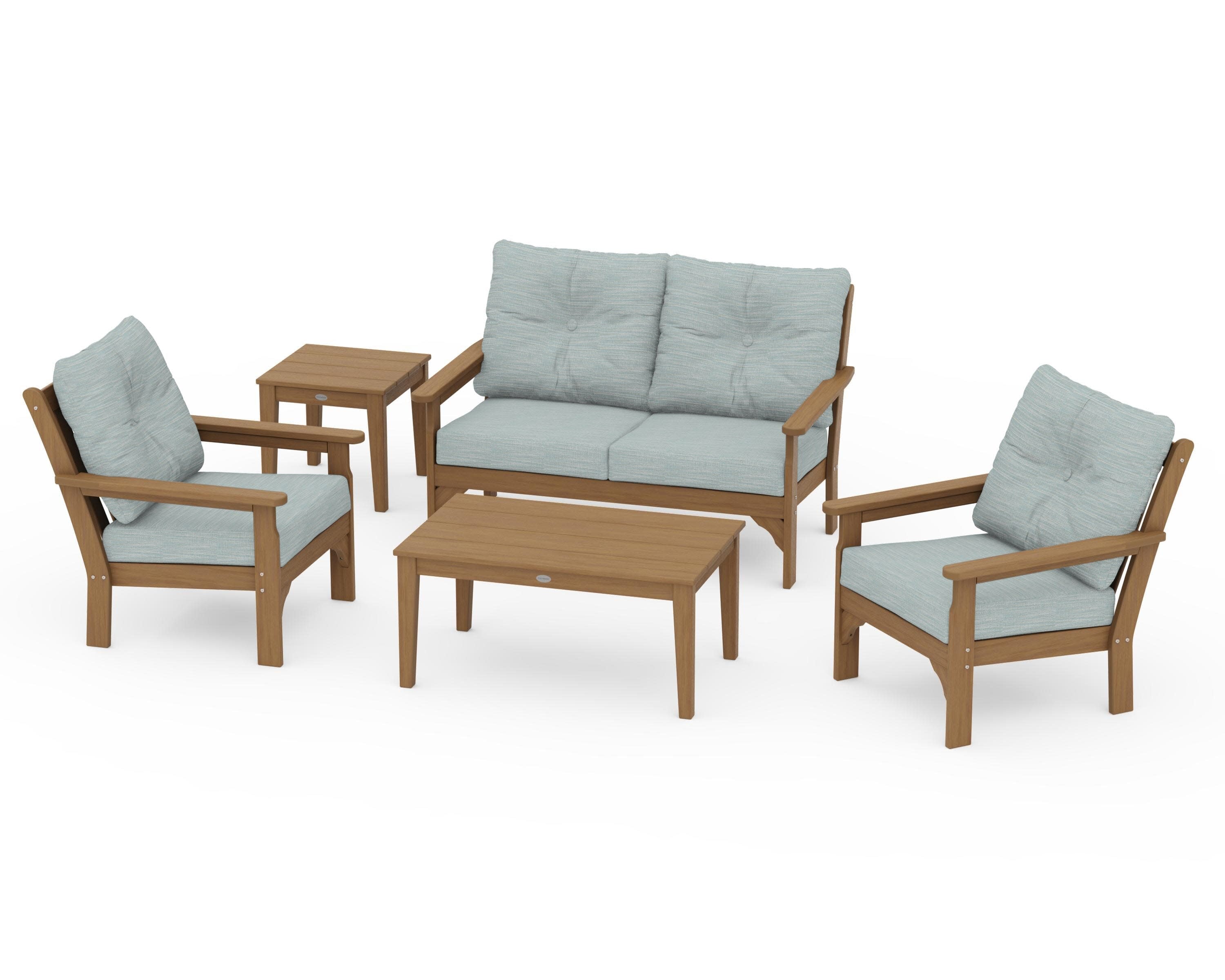 Vineyard 5-Piece Deep Seating Set in Natural / Soothe Mist