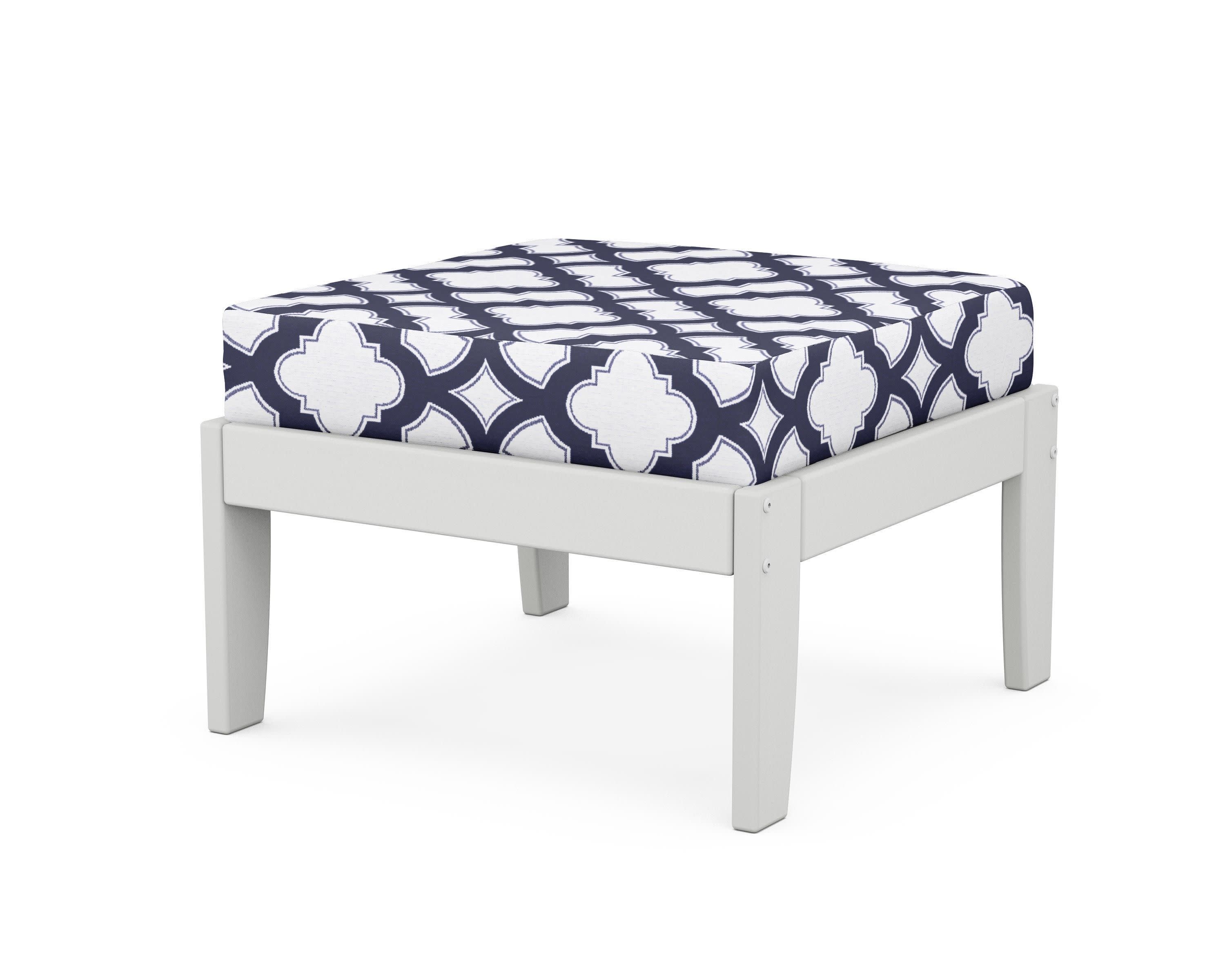 Modular Ottoman - Classic in White / Trellis Navy