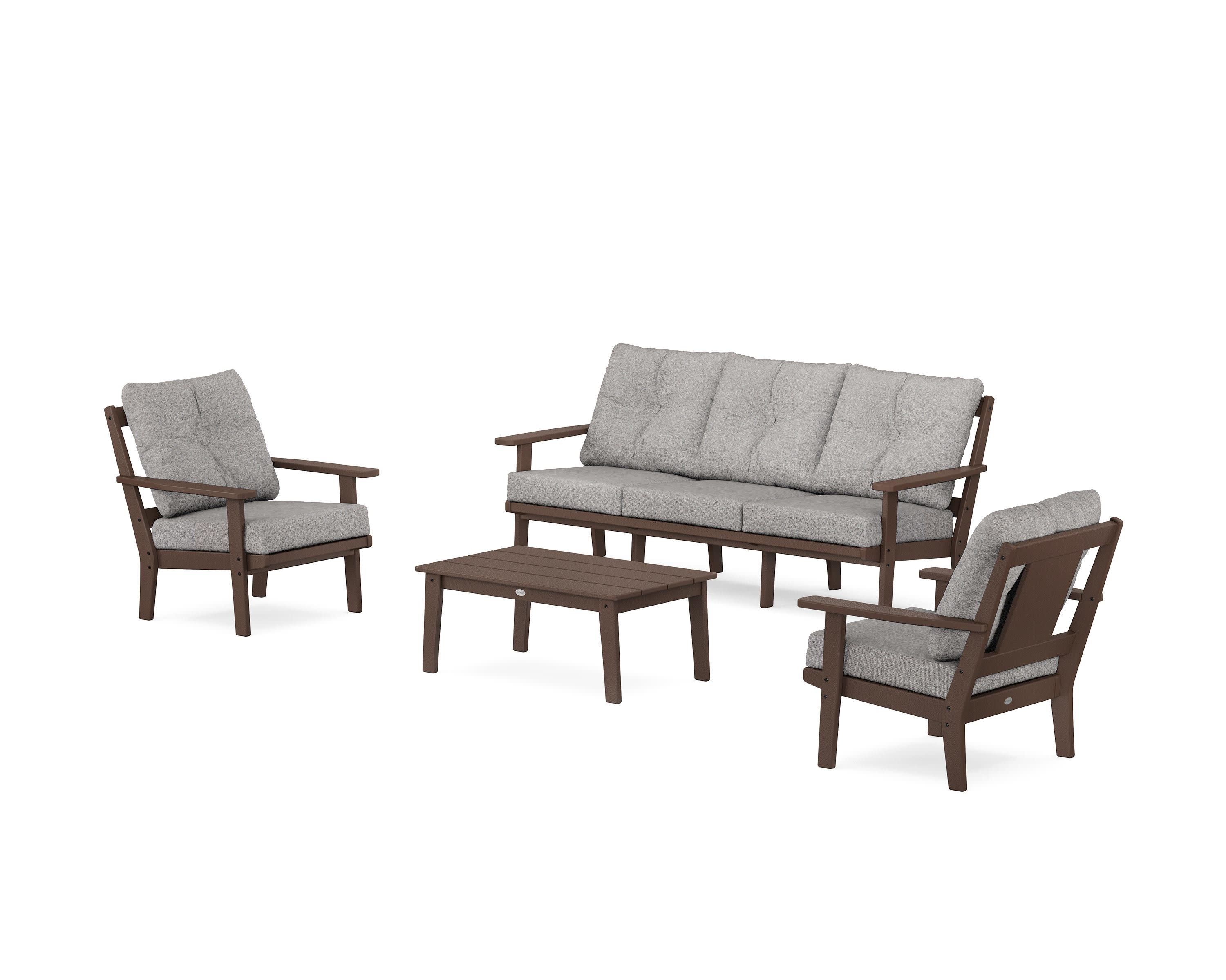 Prairie 4-Piece Deep Seating Set with Sofa in Mahogany / Grey Mist