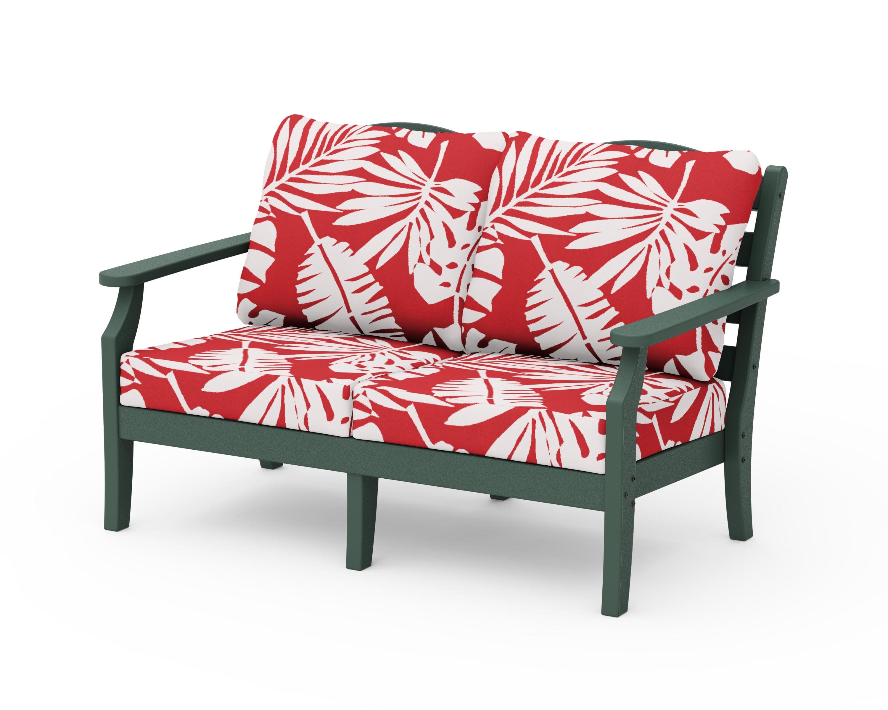 Savannah Deep Seating Loveseat in Green / Leaf Crimson