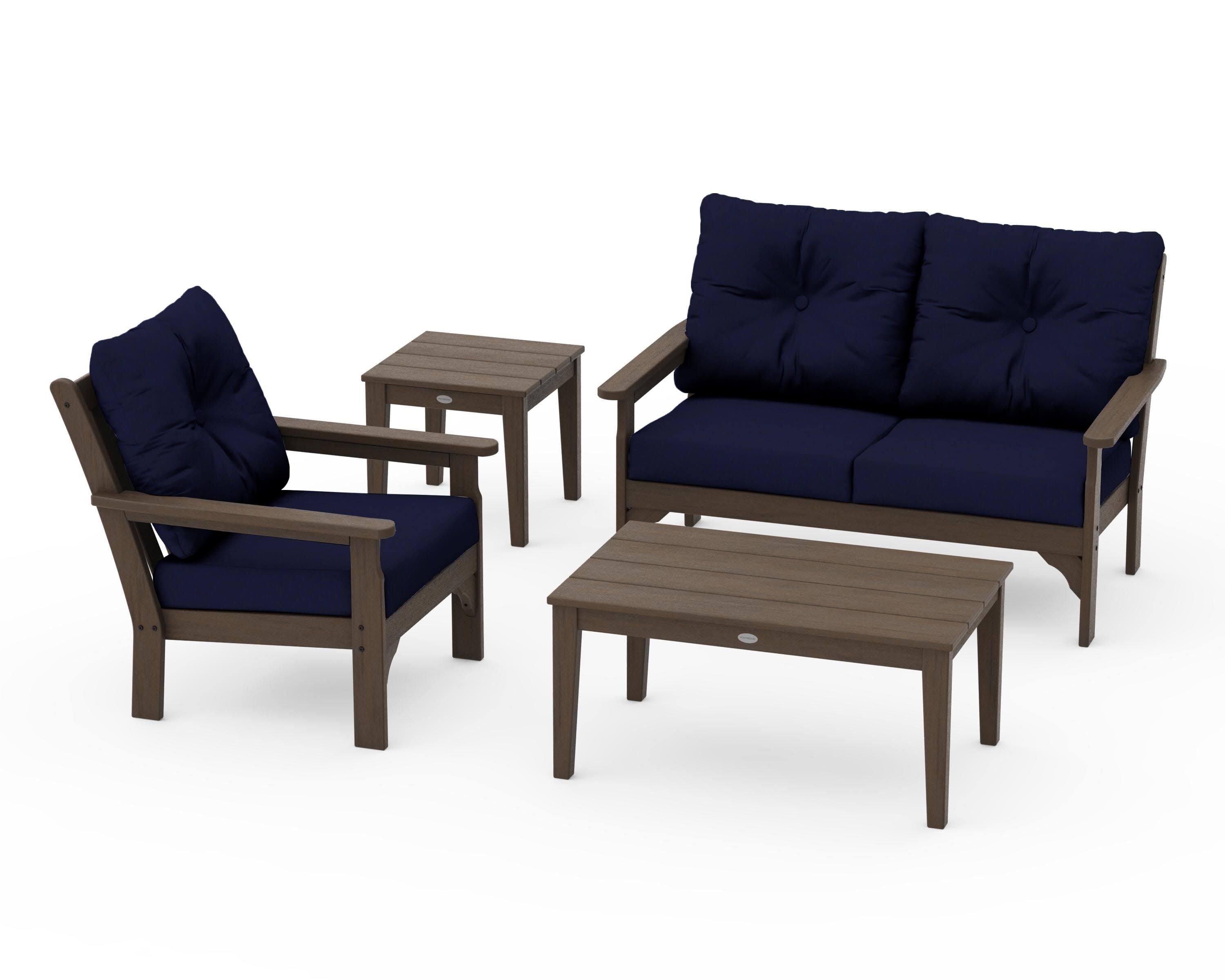 Vineyard 4-Piece Deep Seating Set in Kona / Navy