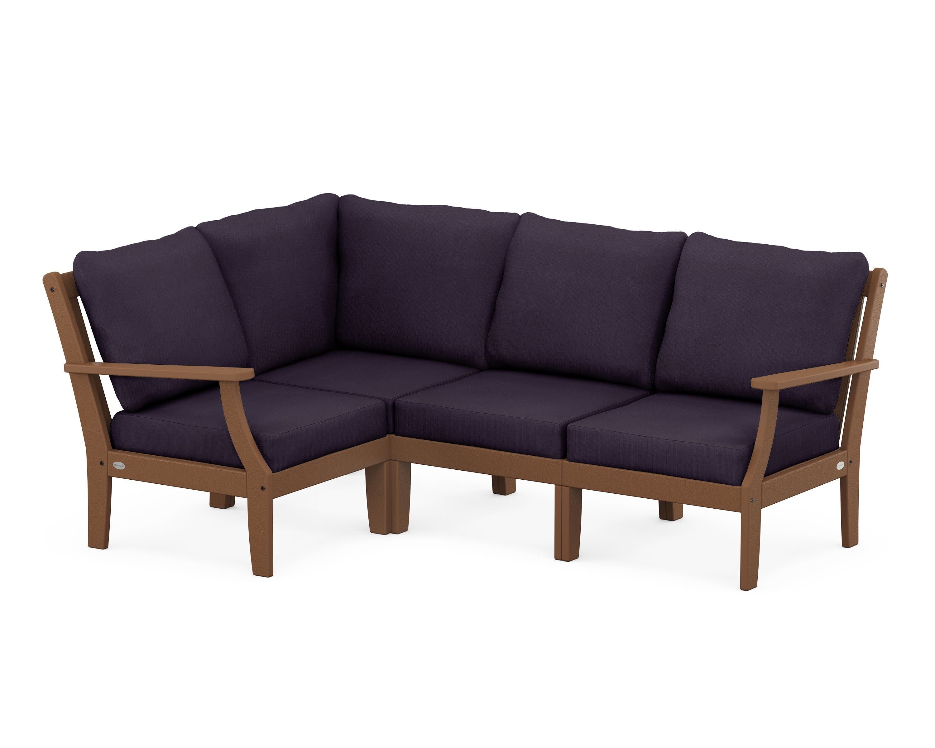 Braxton Modular 4-Piece Deep Seating Set in Teak / Navy Linen