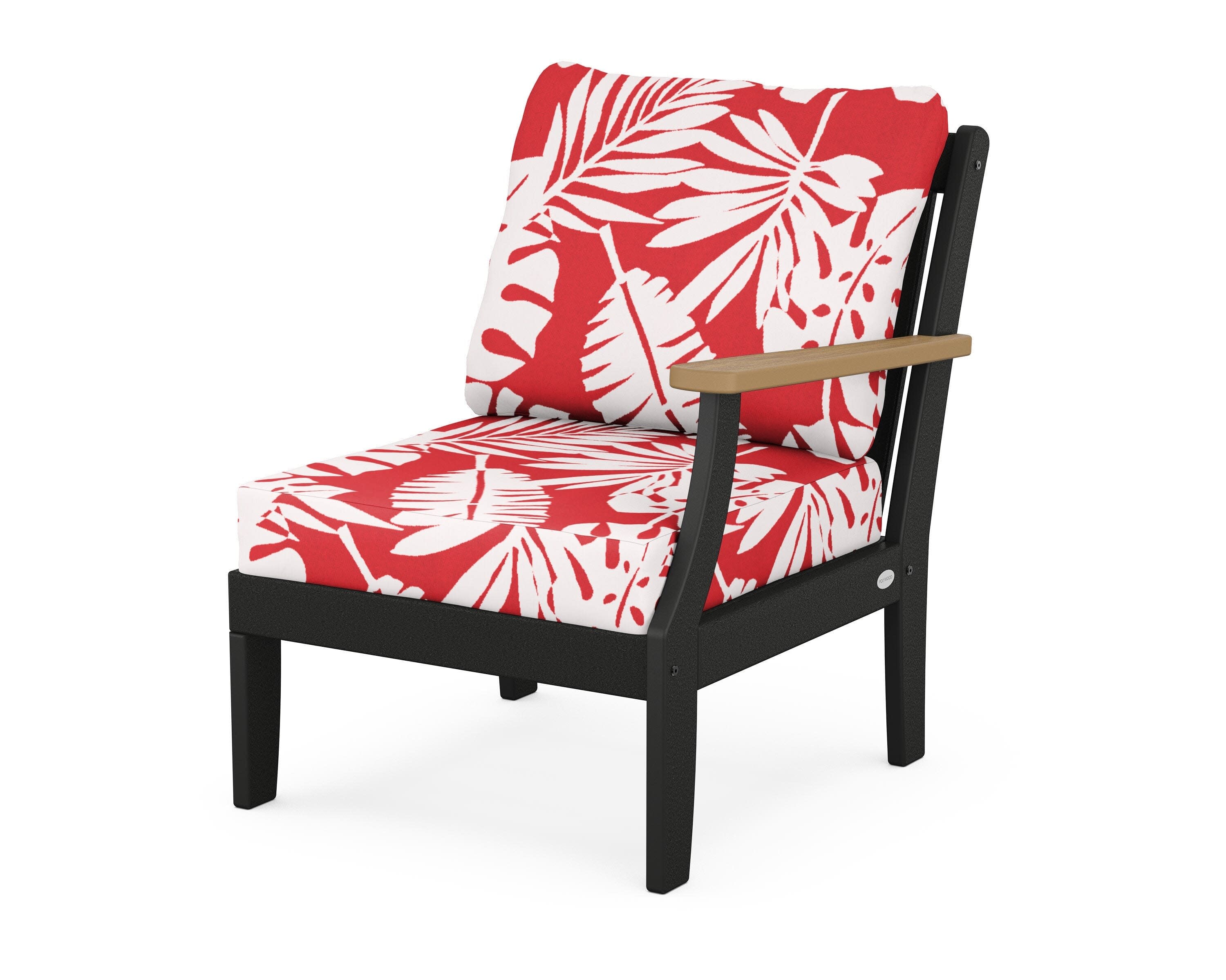Braxton Modular Right Arm Chair in Black / Natural / Leaf Crimson