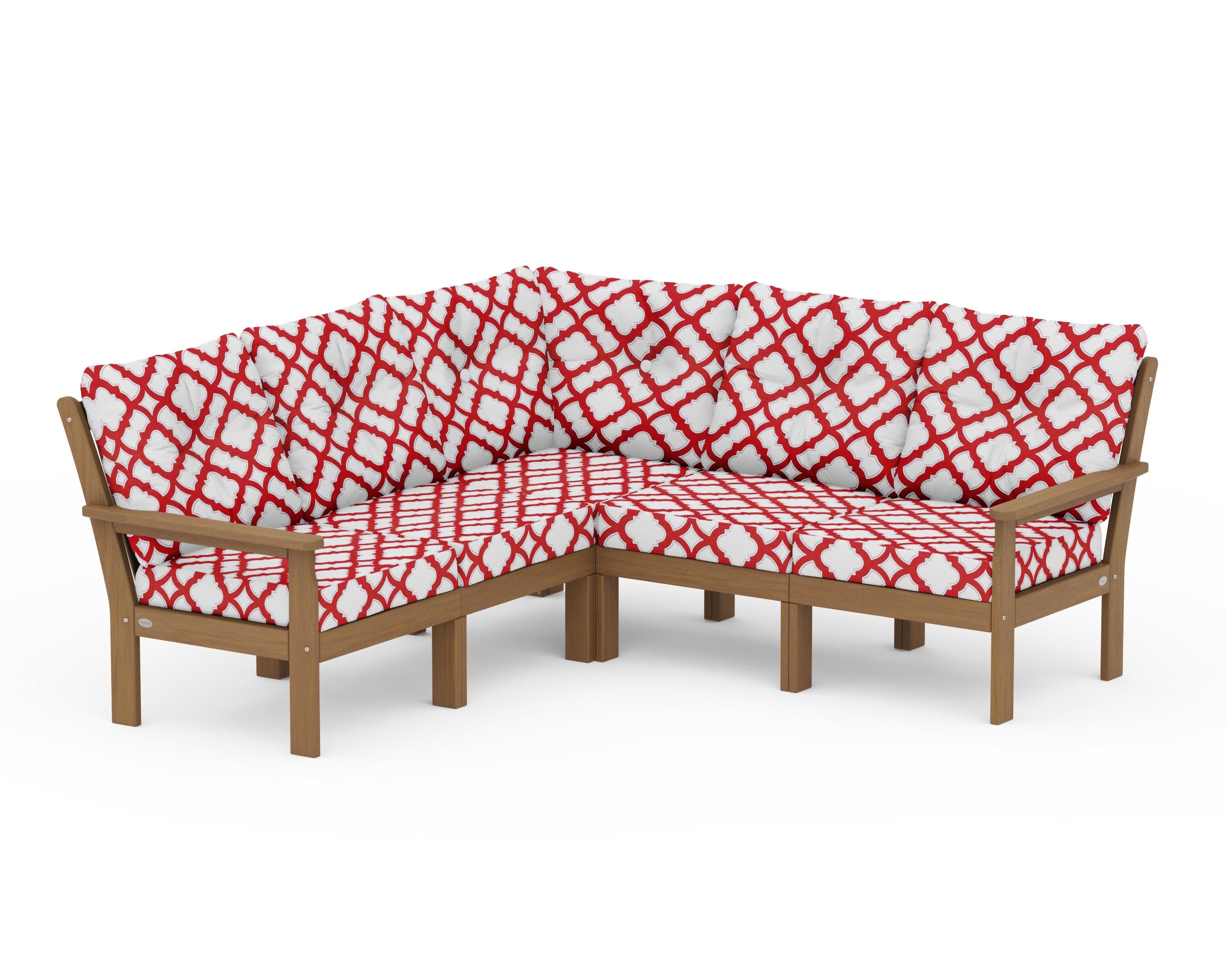 Vineyard 5-Piece Sectional in Natural / Trellis Crimson