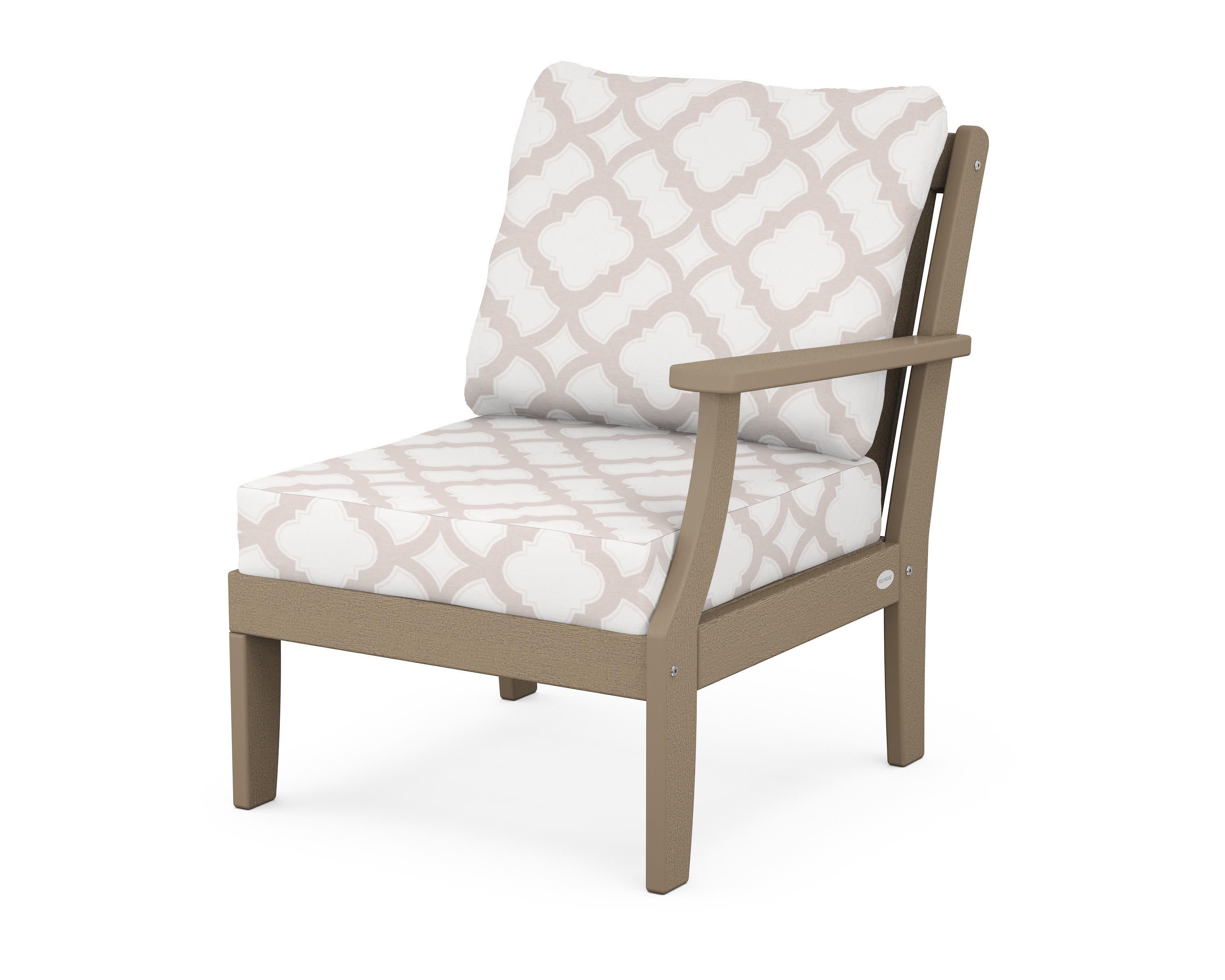Braxton Modular Right Arm Chair in Vintage Sahara / Trellis Dune Burlap