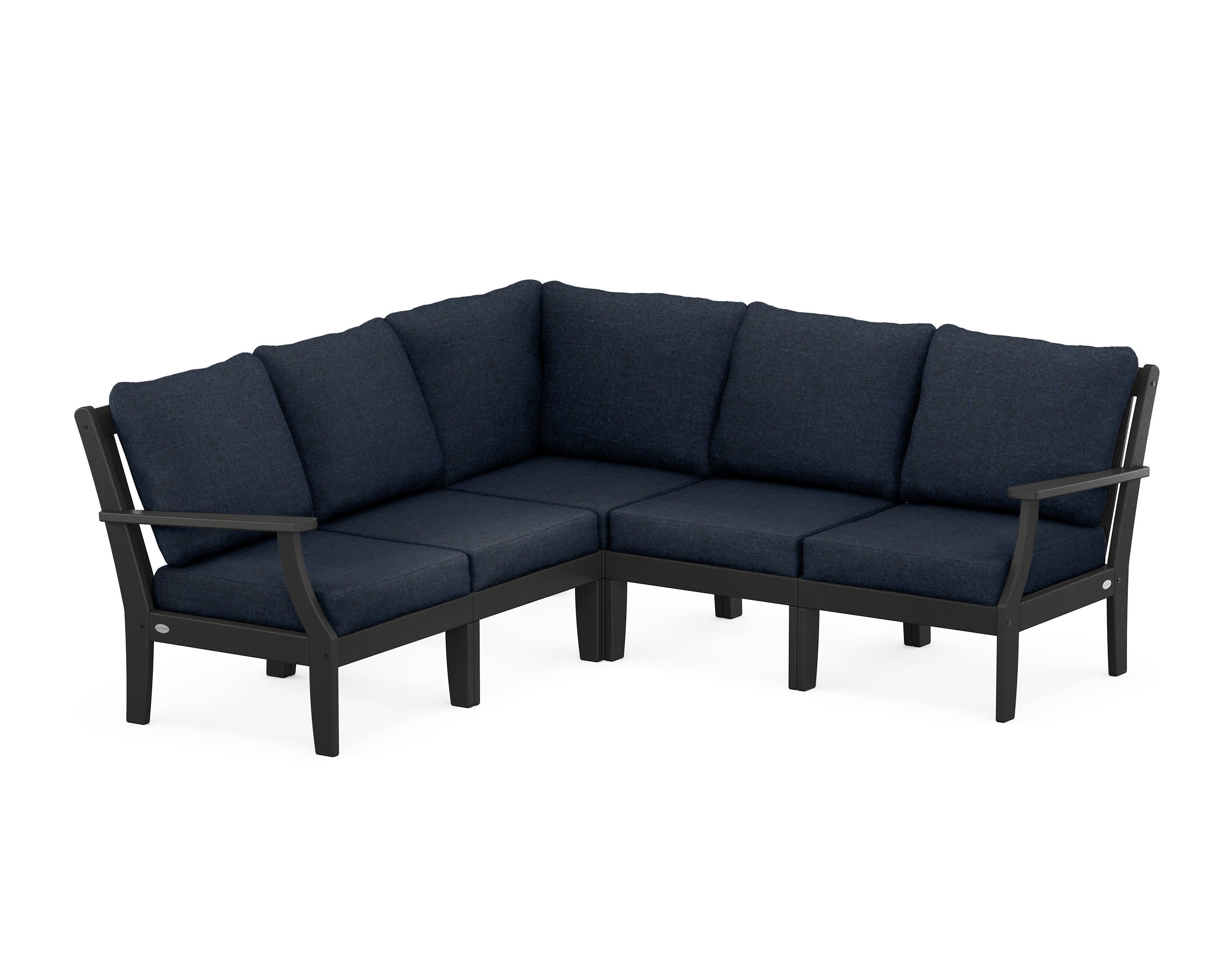 Braxton Modular 5-Piece Deep Seating Set in Black / Marine Indigo