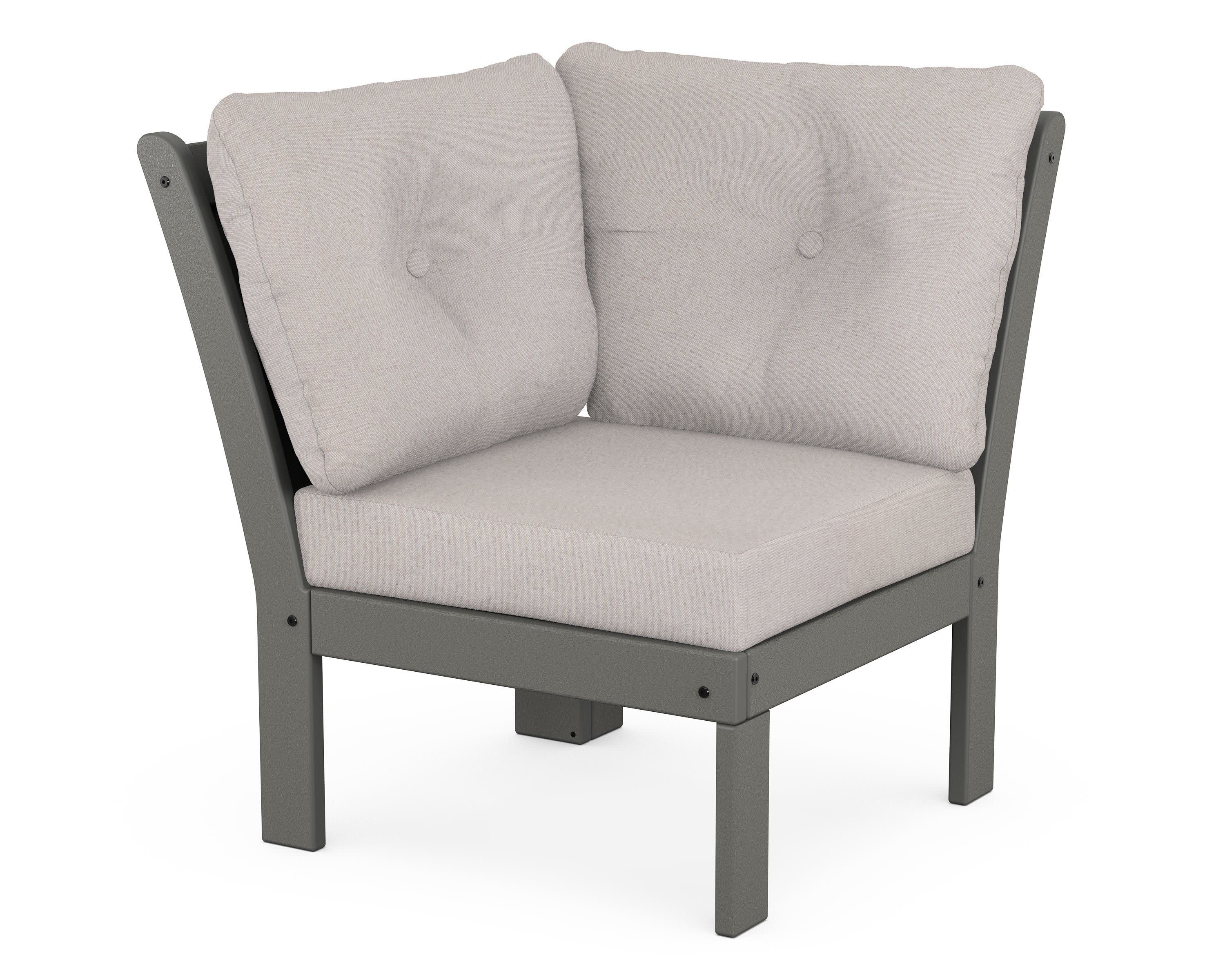 Vineyard Modular Corner Chair in Slate Grey / Dune Burlap