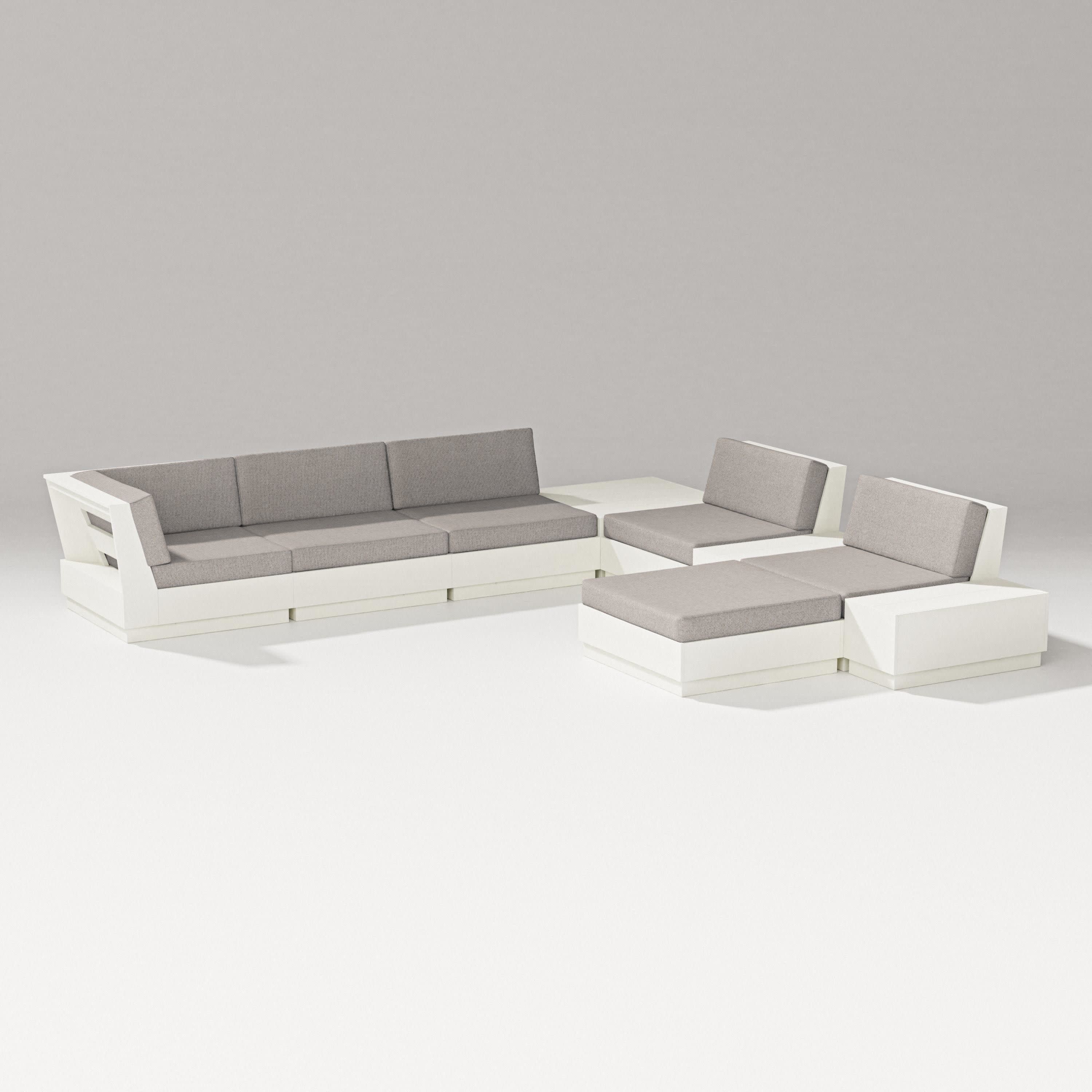 Elevate 9-Piece Conversation Sectional in Vintage White / Weathered Tweed