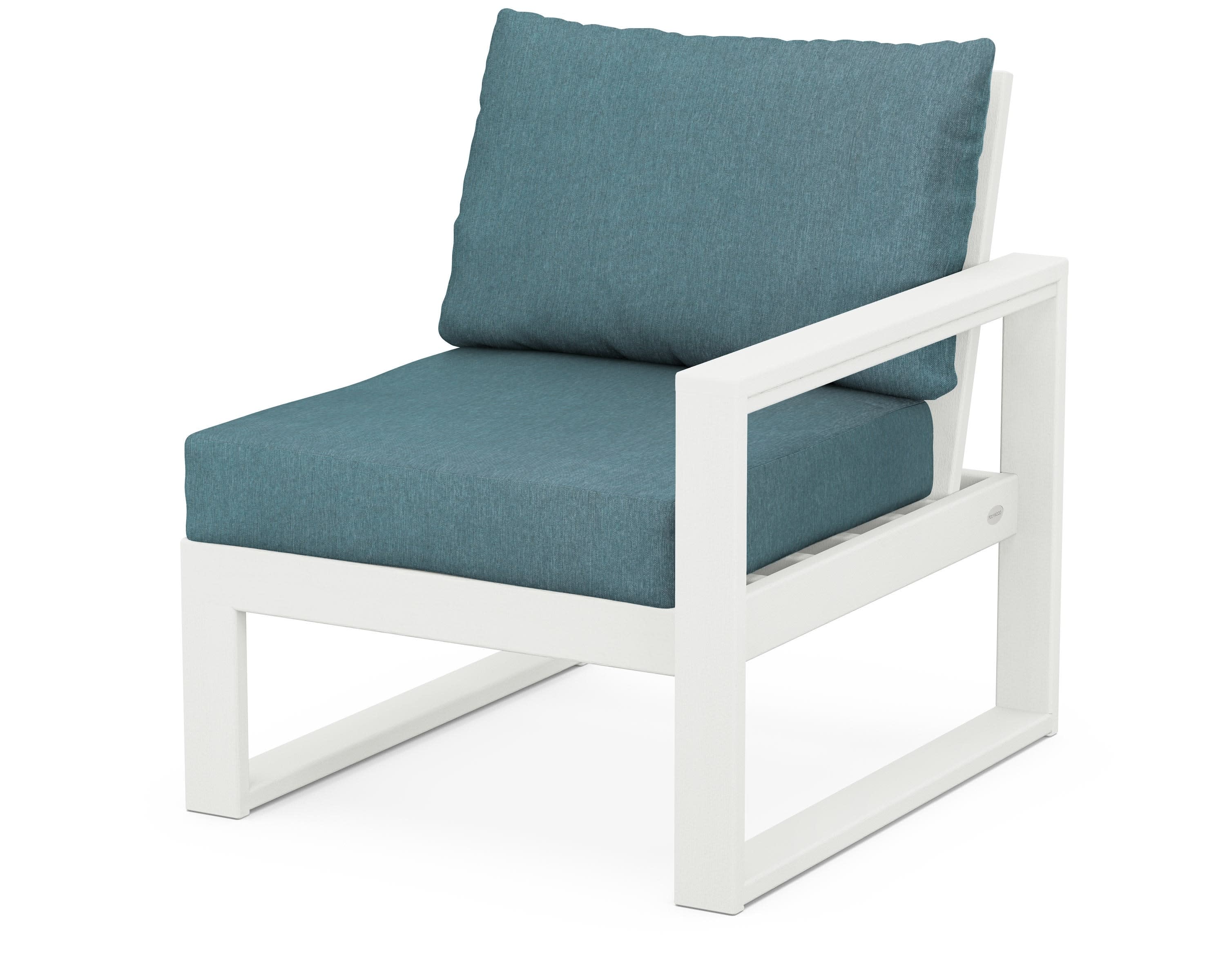 EDGE Modular Right Arm Chair in Vintage White / Ocean Teal