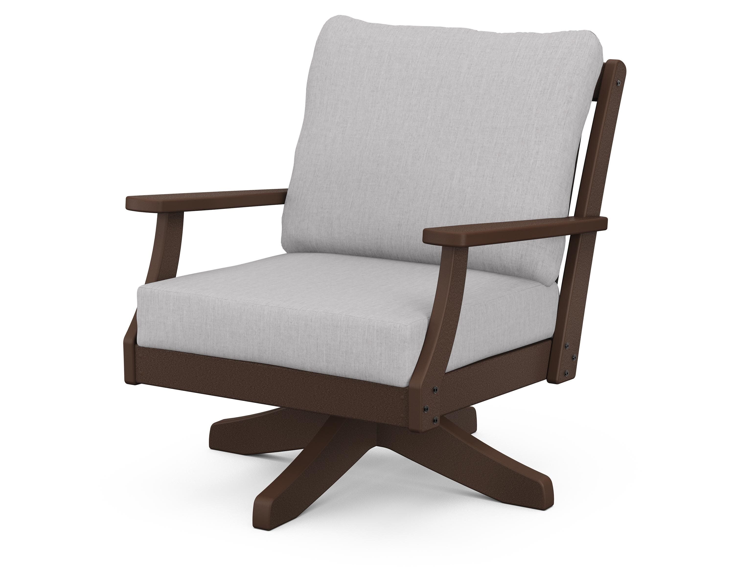 Braxton Deep Seating Swivel Chair in Mahogany / Granite