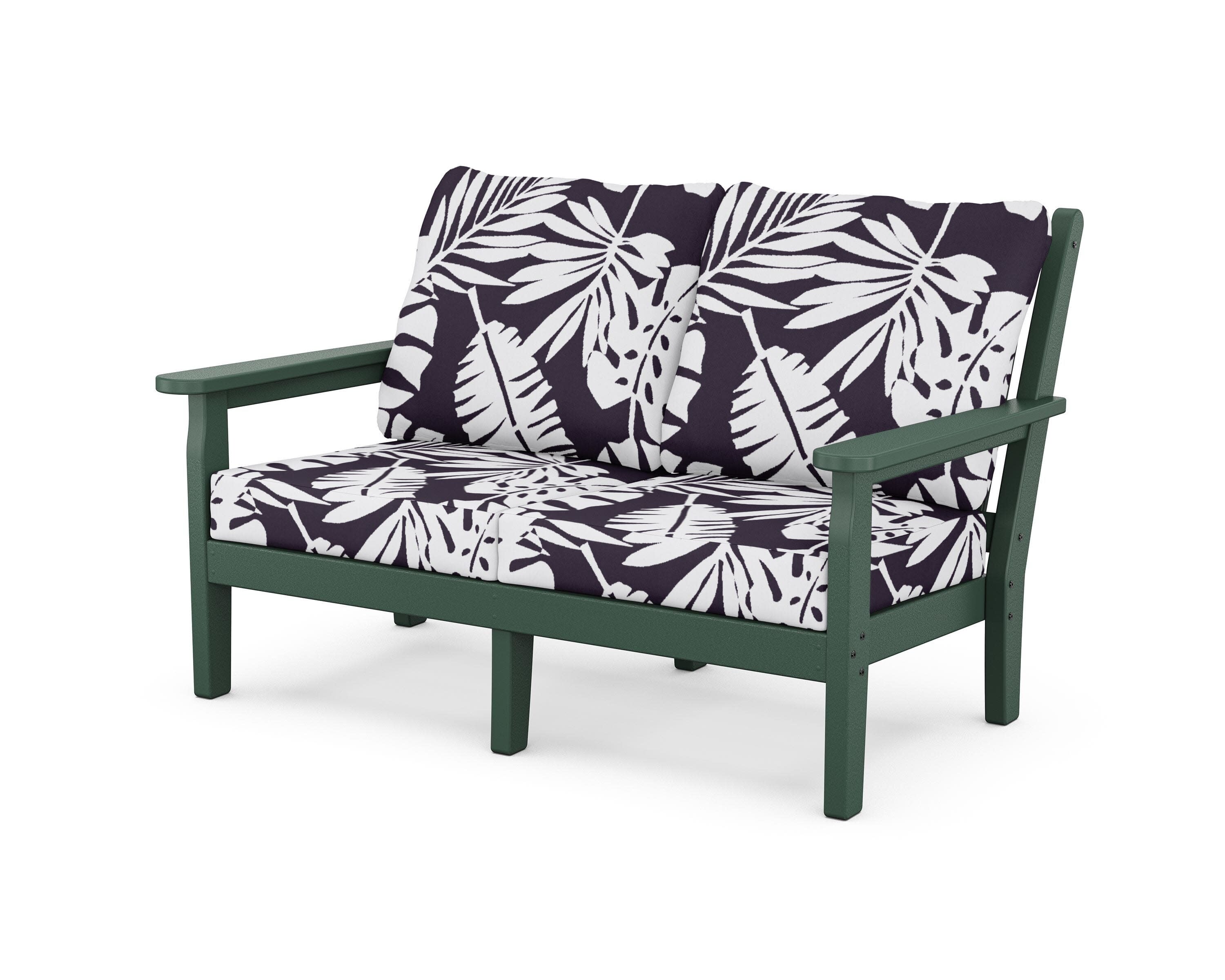Chippendale Deep Seating Loveseat in Green / Leaf Navy