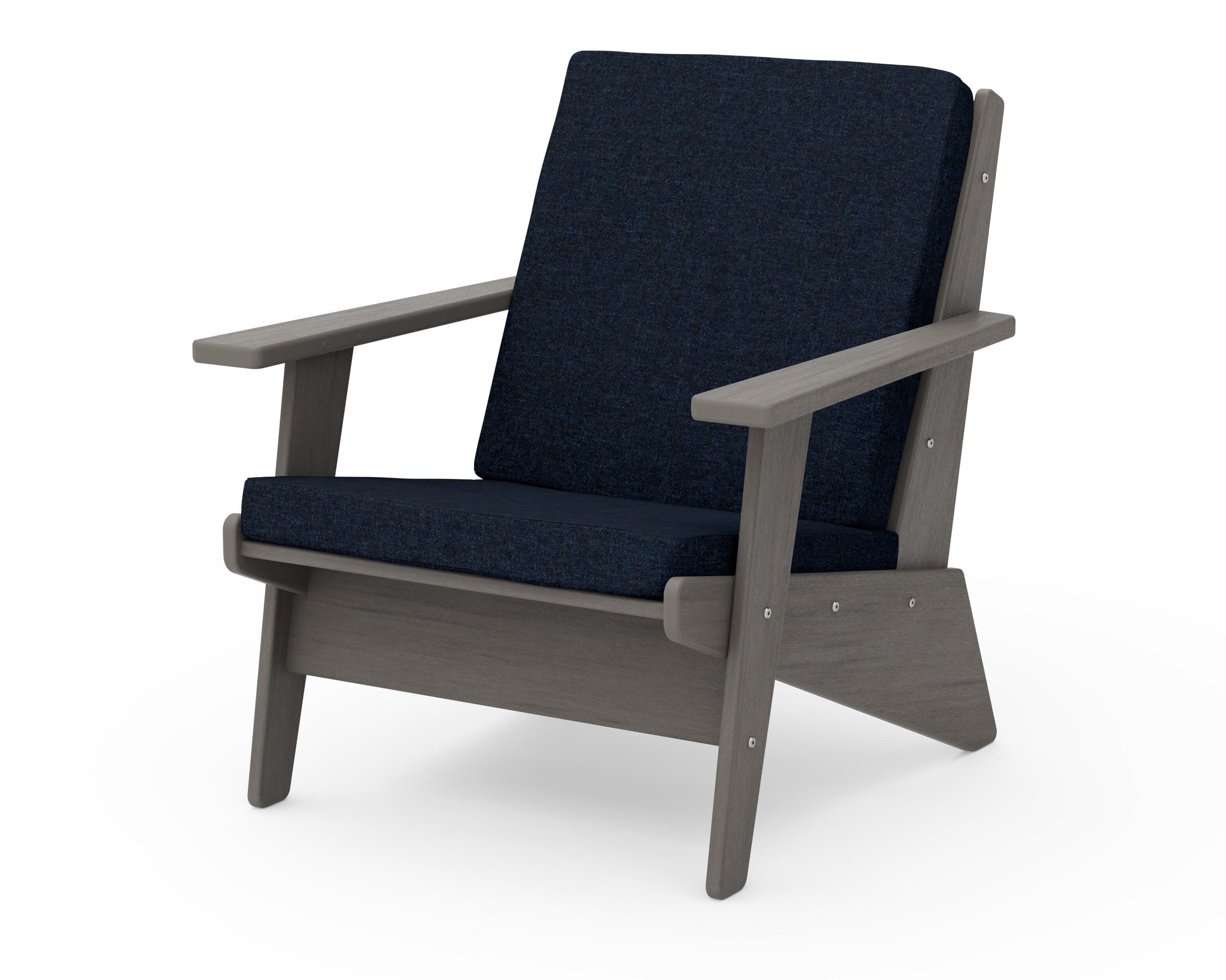 Riviera Modern Lounge Chair in Driftwood / Marine Indigo