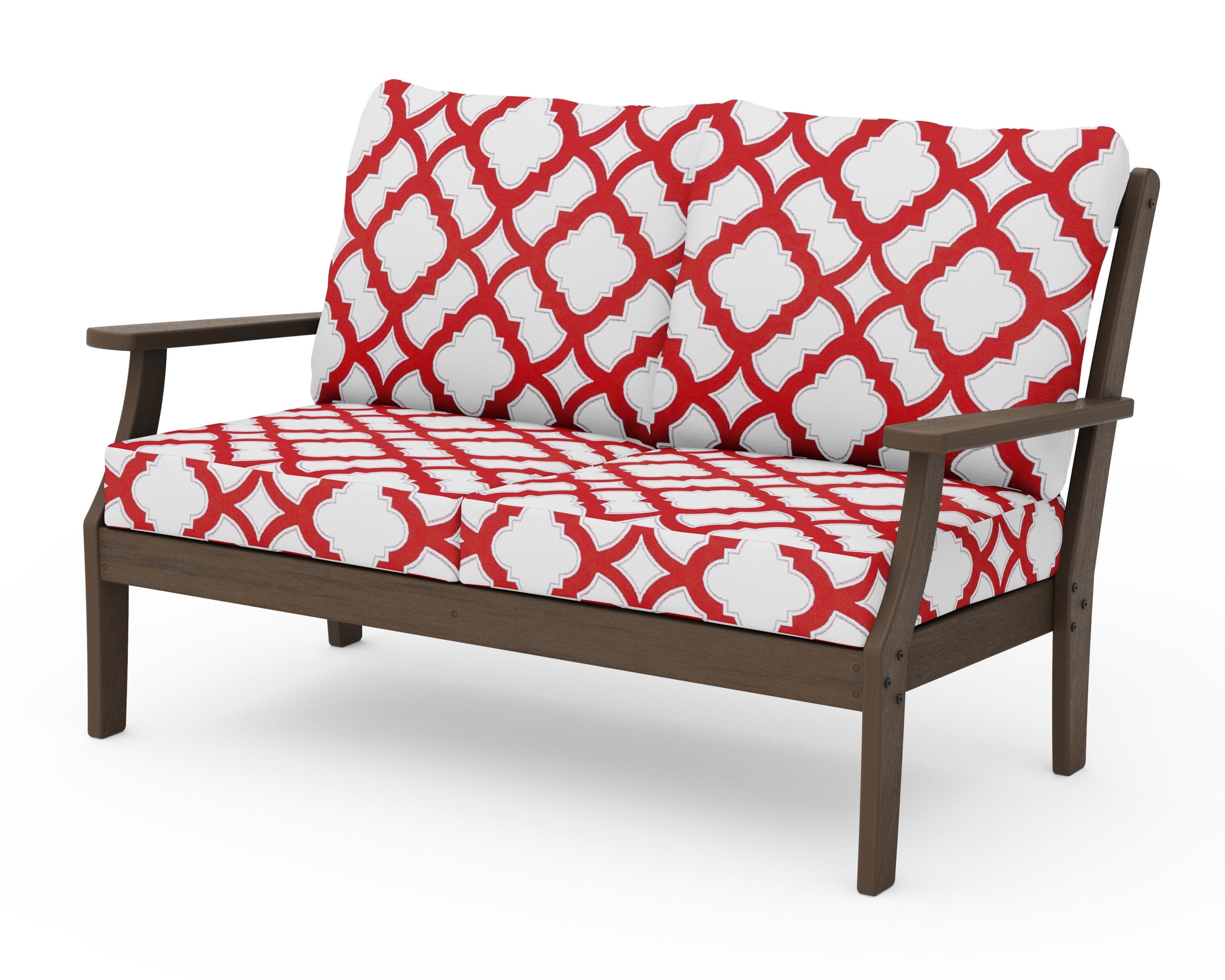 Braxton Deep Seating Loveseat in Kona / Trellis Crimson