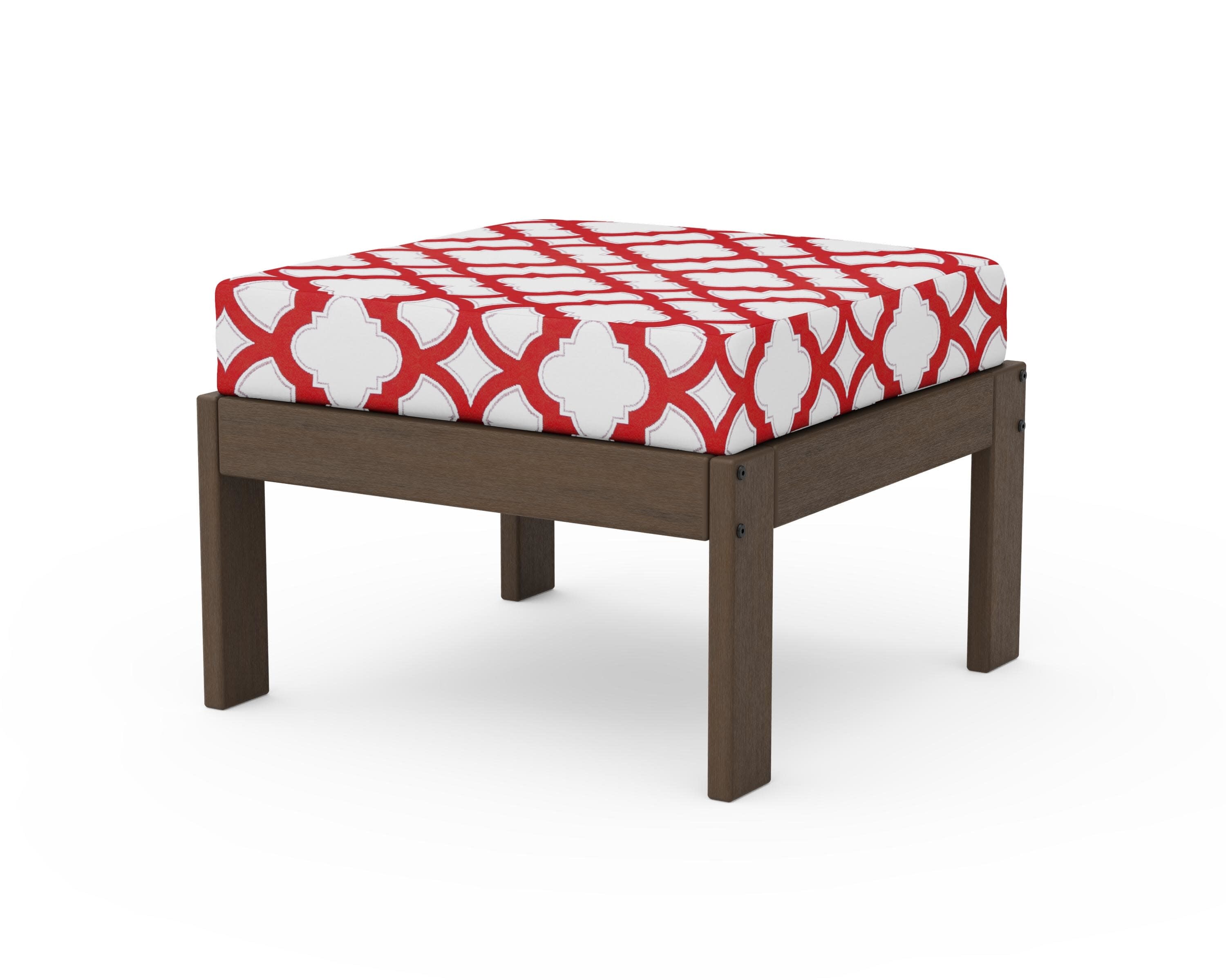 Vineyard Modular Ottoman in Kona / Trellis Crimson