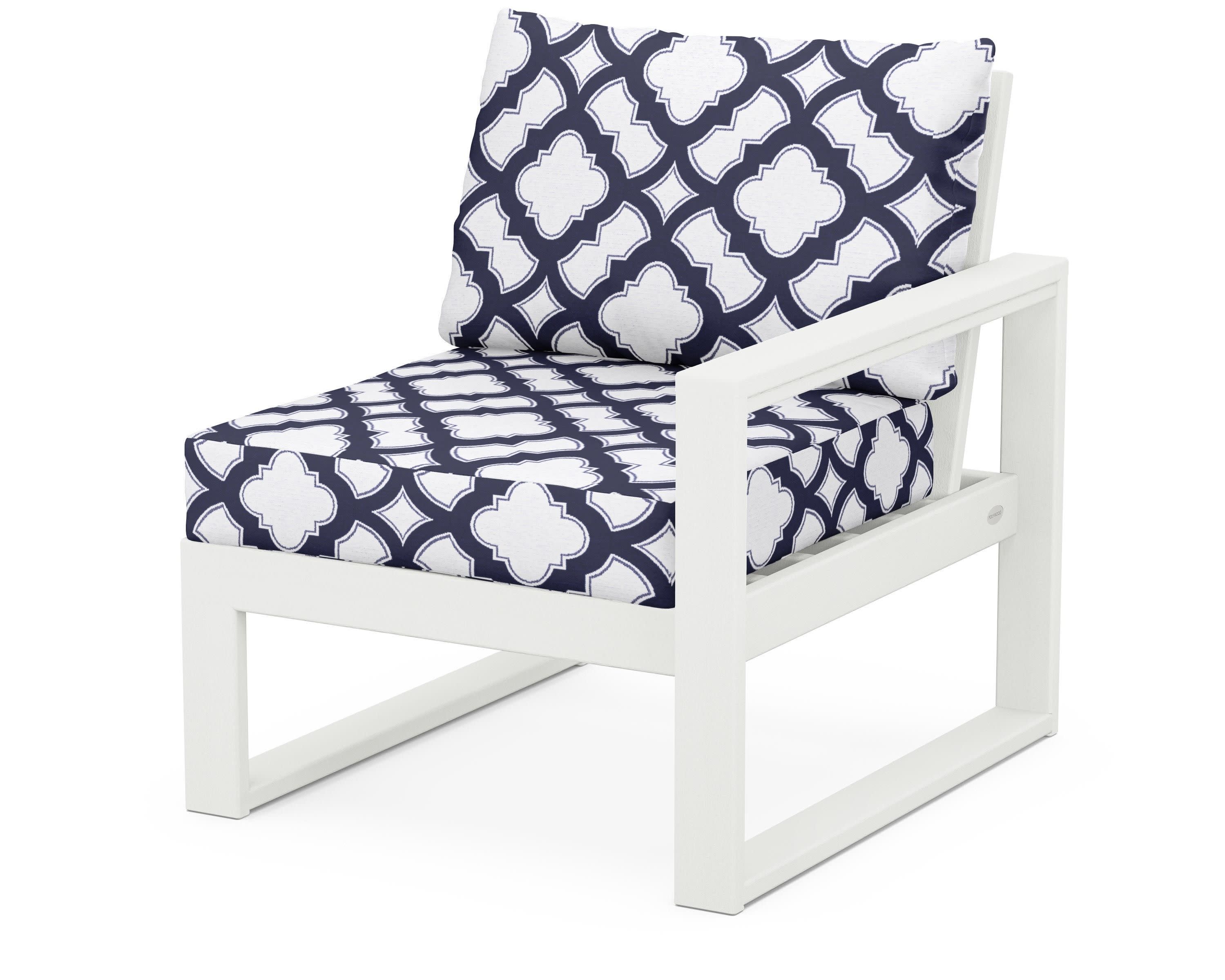 EDGE Modular Right Arm Chair in Vintage White / Trellis Navy