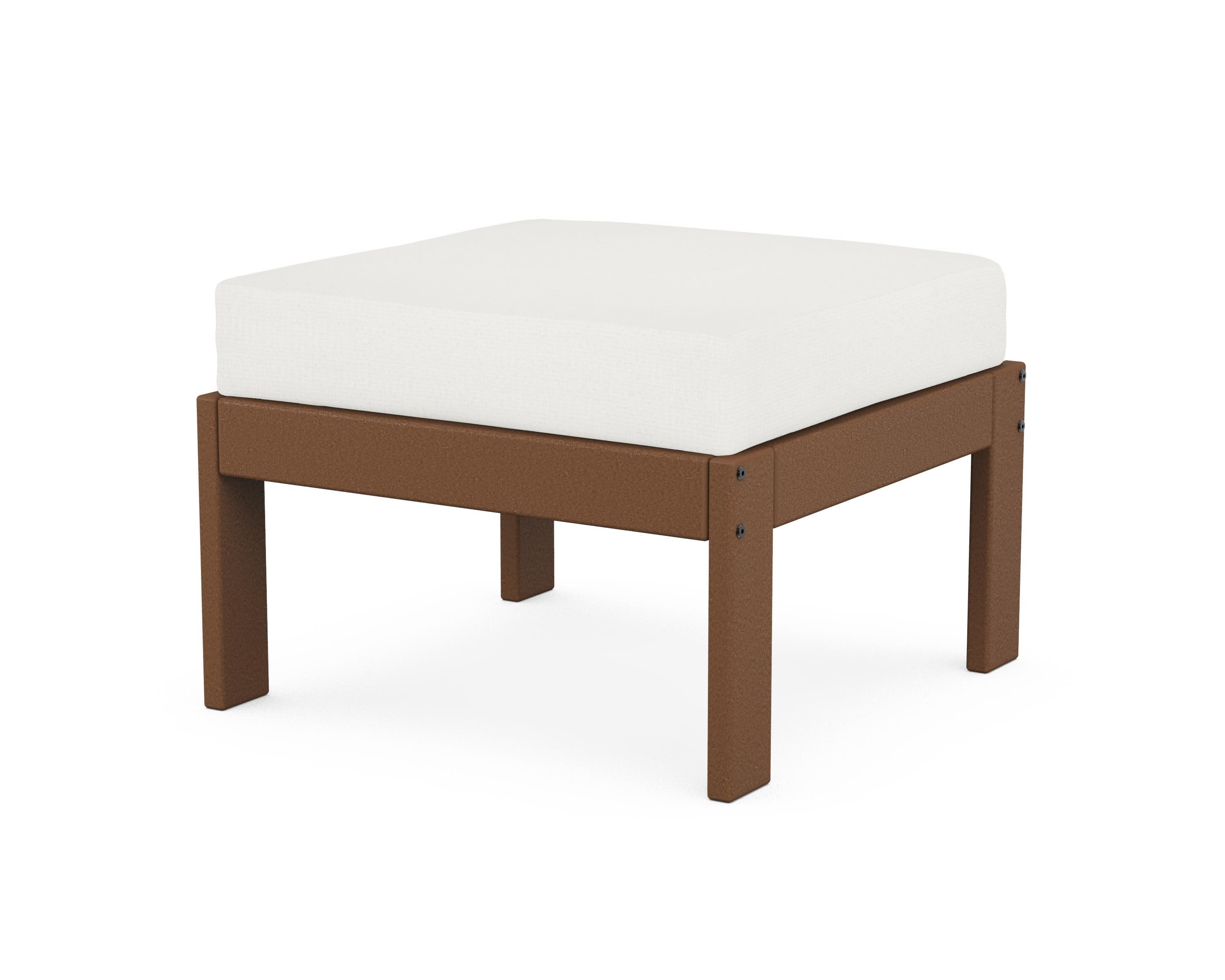 Vineyard Modular Ottoman in Teak / Natural Linen