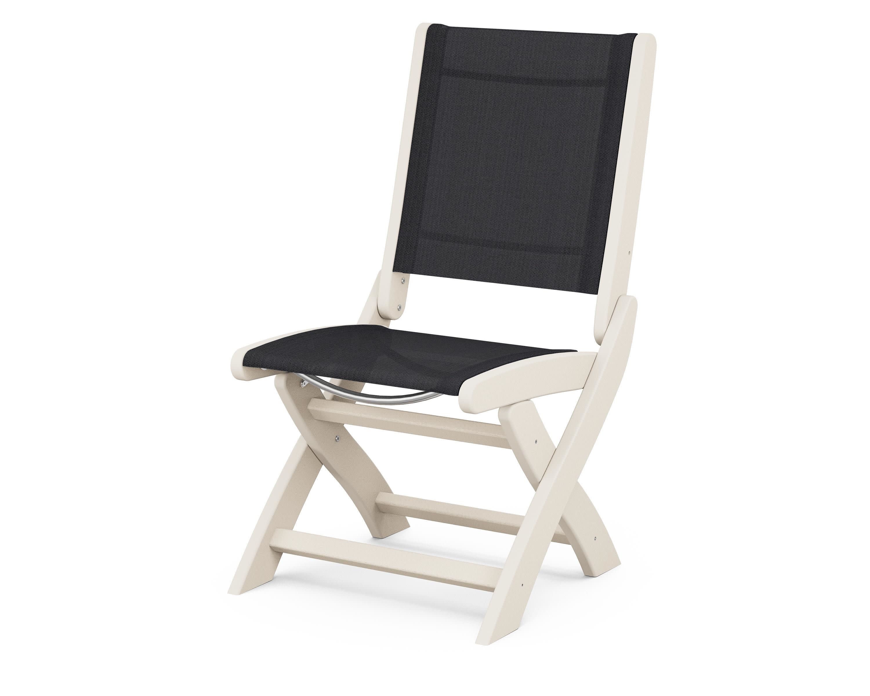 Coastal Folding Side Chair in Sand / Black Sling
