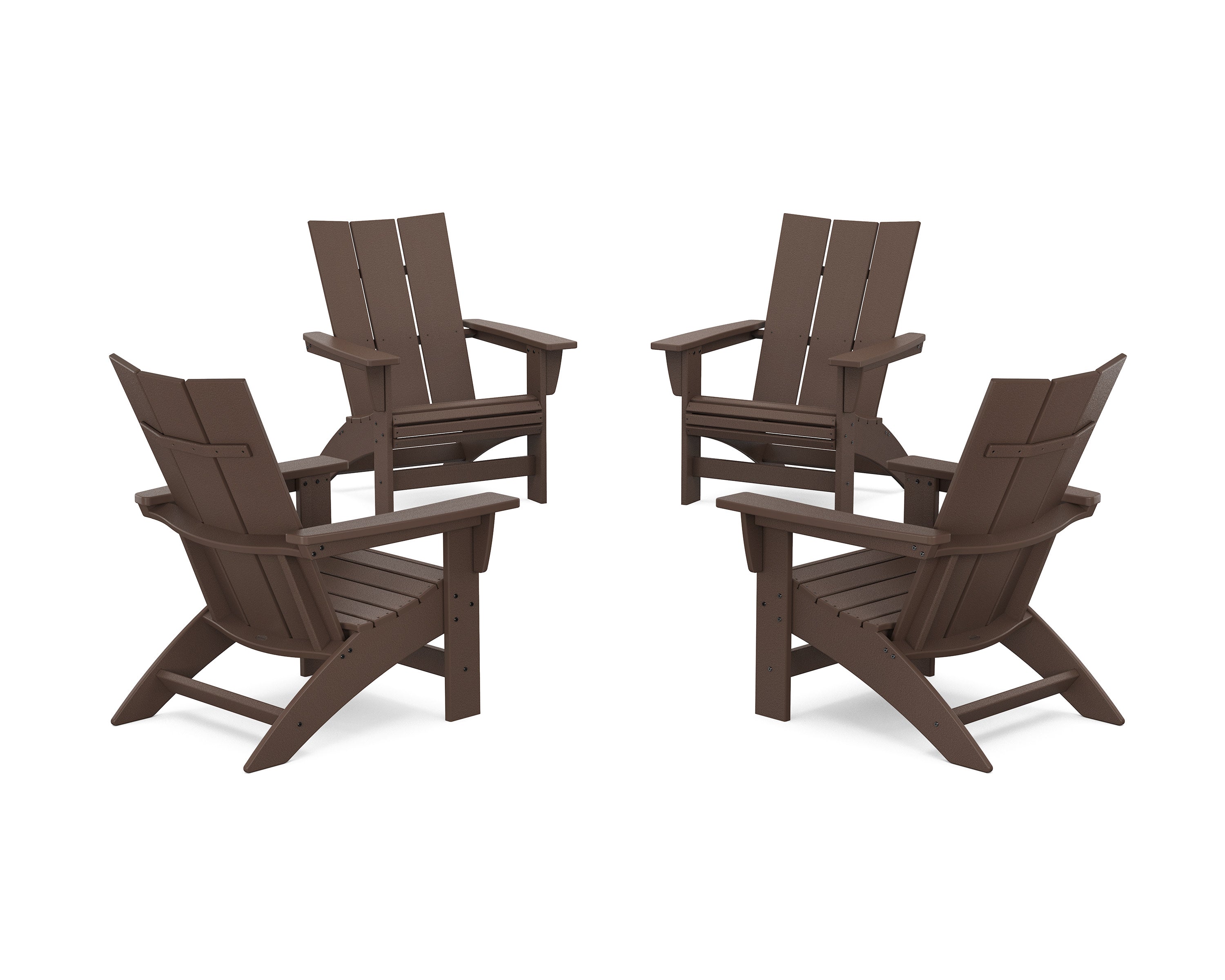 4-Piece Modern Grand Adirondack Chair Conversation Set in Mahogany