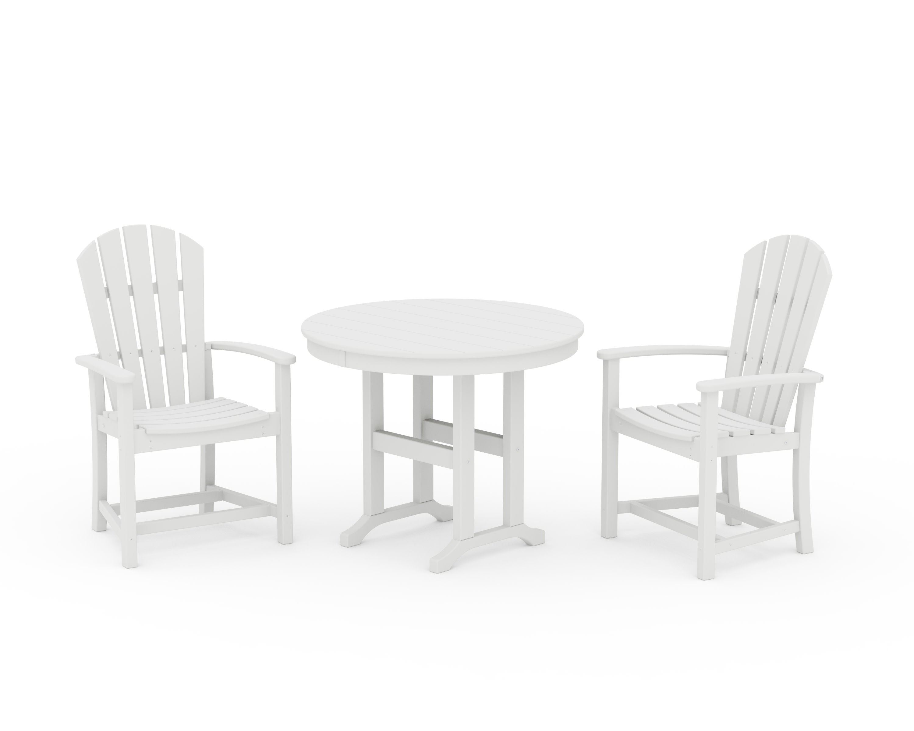 Palm Coast 3-Piece Round Farmhouse Dining Set in White
