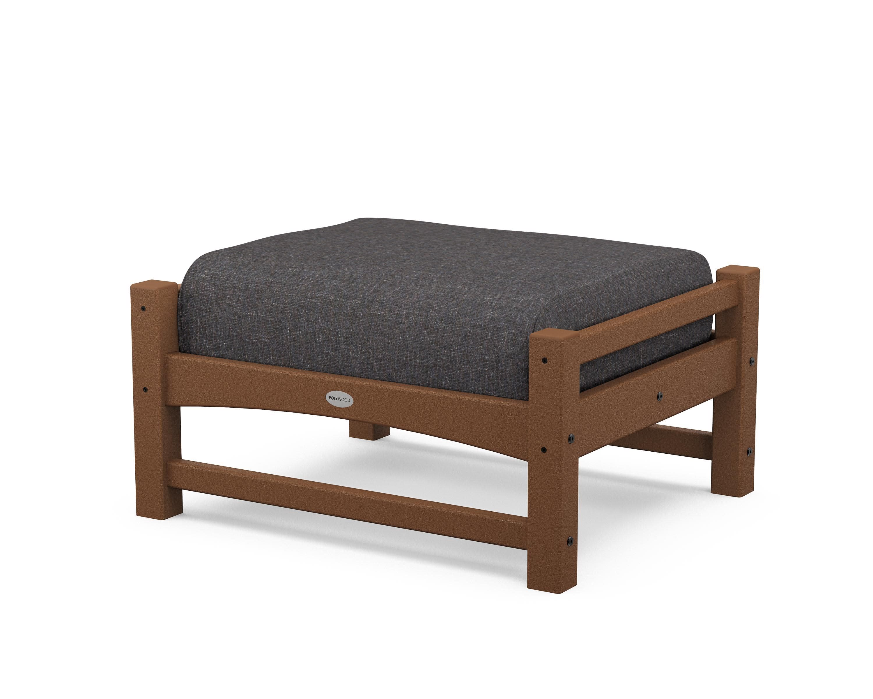 Club Ottoman in Teak / Ash Charcoal