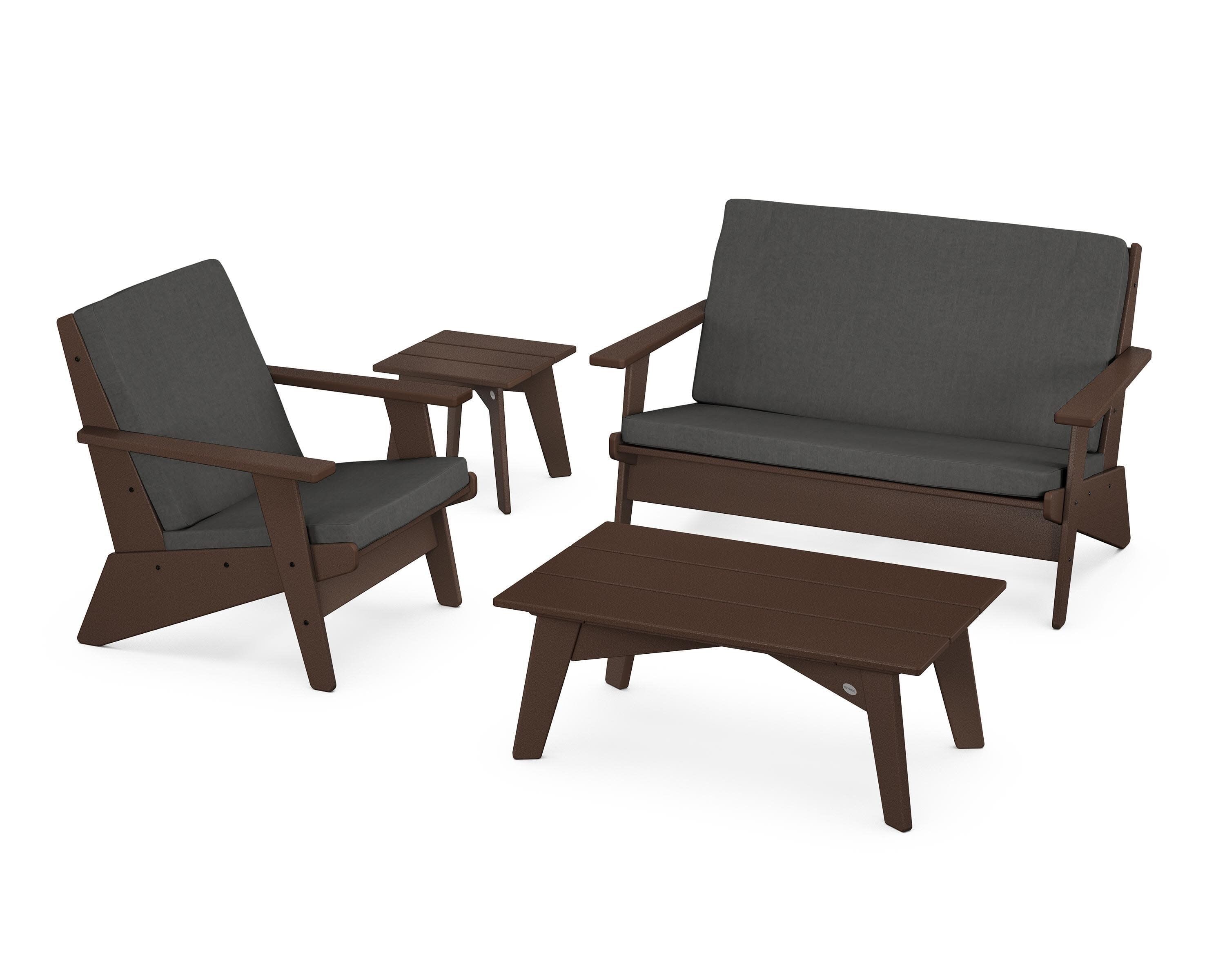 Riviera Modern Lounge 4-Piece Set in Mahogany / Spectrum Carbon