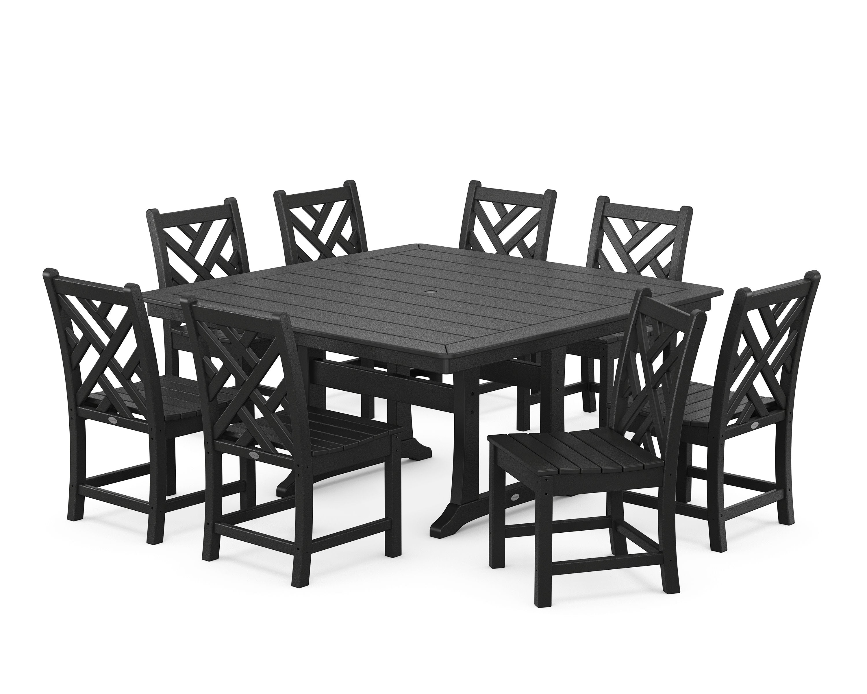 Chippendale 9-Piece Nautical Trestle Dining Set in Black