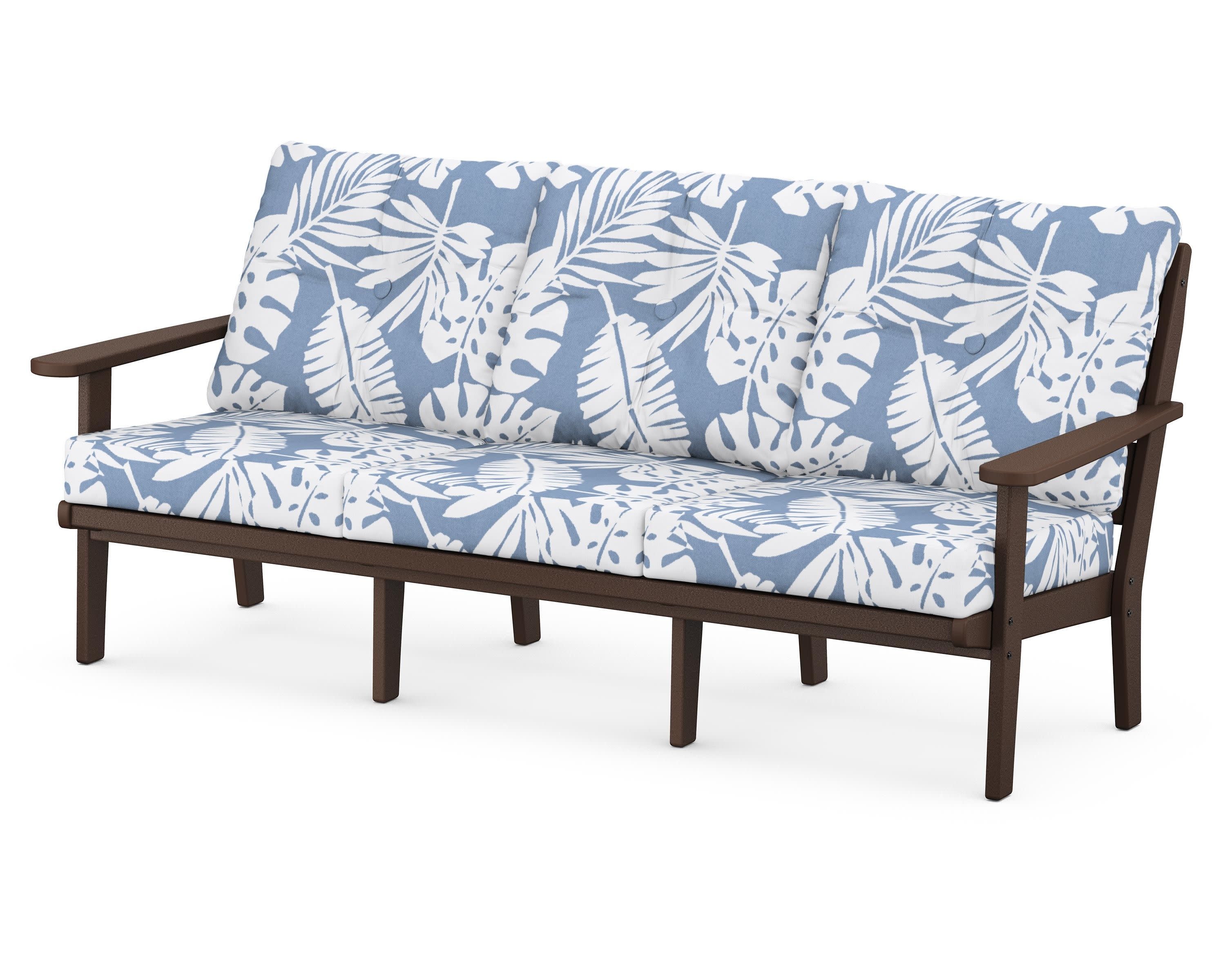 Lakeside Deep Seating Sofa in Mahogany / Leaf Sky Blue