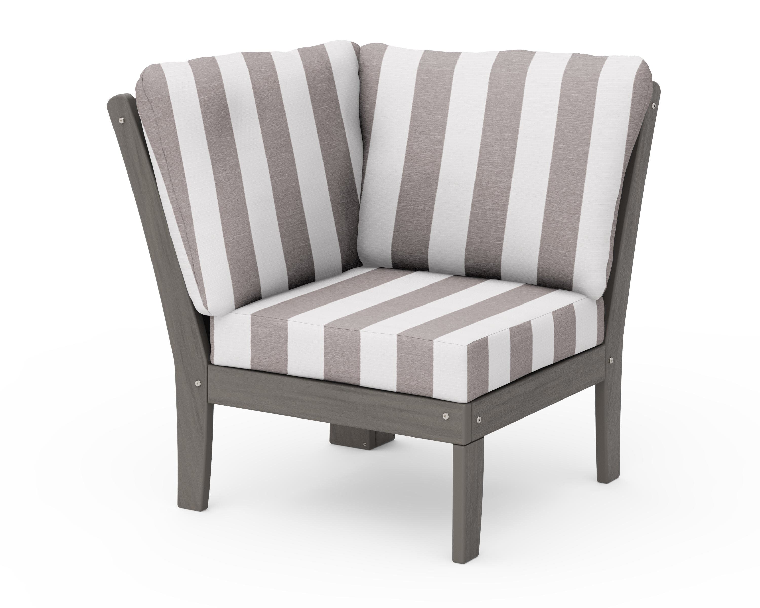 Braxton Modular Corner Chair in Driftwood / Cabana Stripe Grey Mist