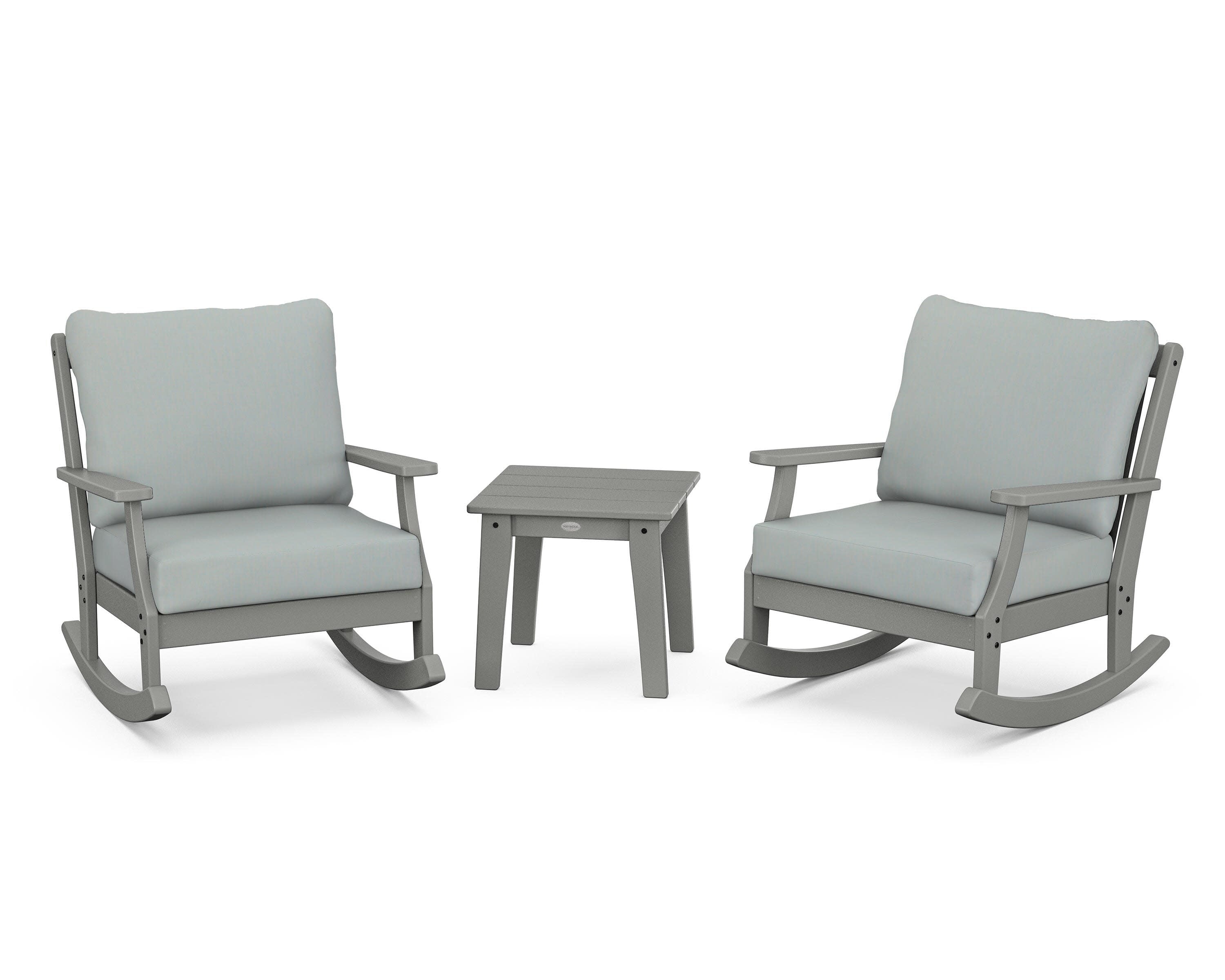 Braxton 3-Piece Deep Seating Rocker Set in Slate Grey / Spa