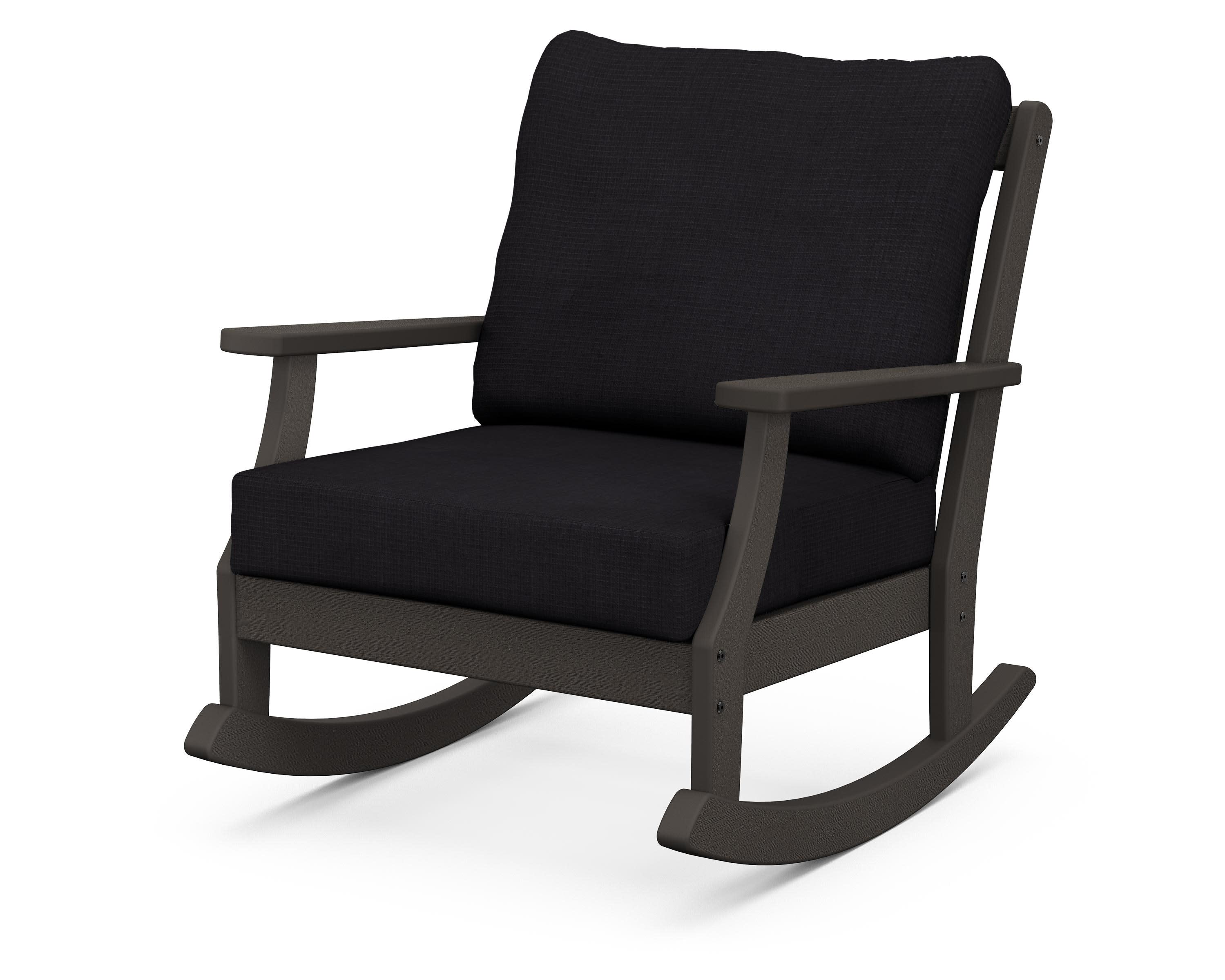 Braxton Deep Seating Rocking Chair in Vintage Coffee / Midnight Linen