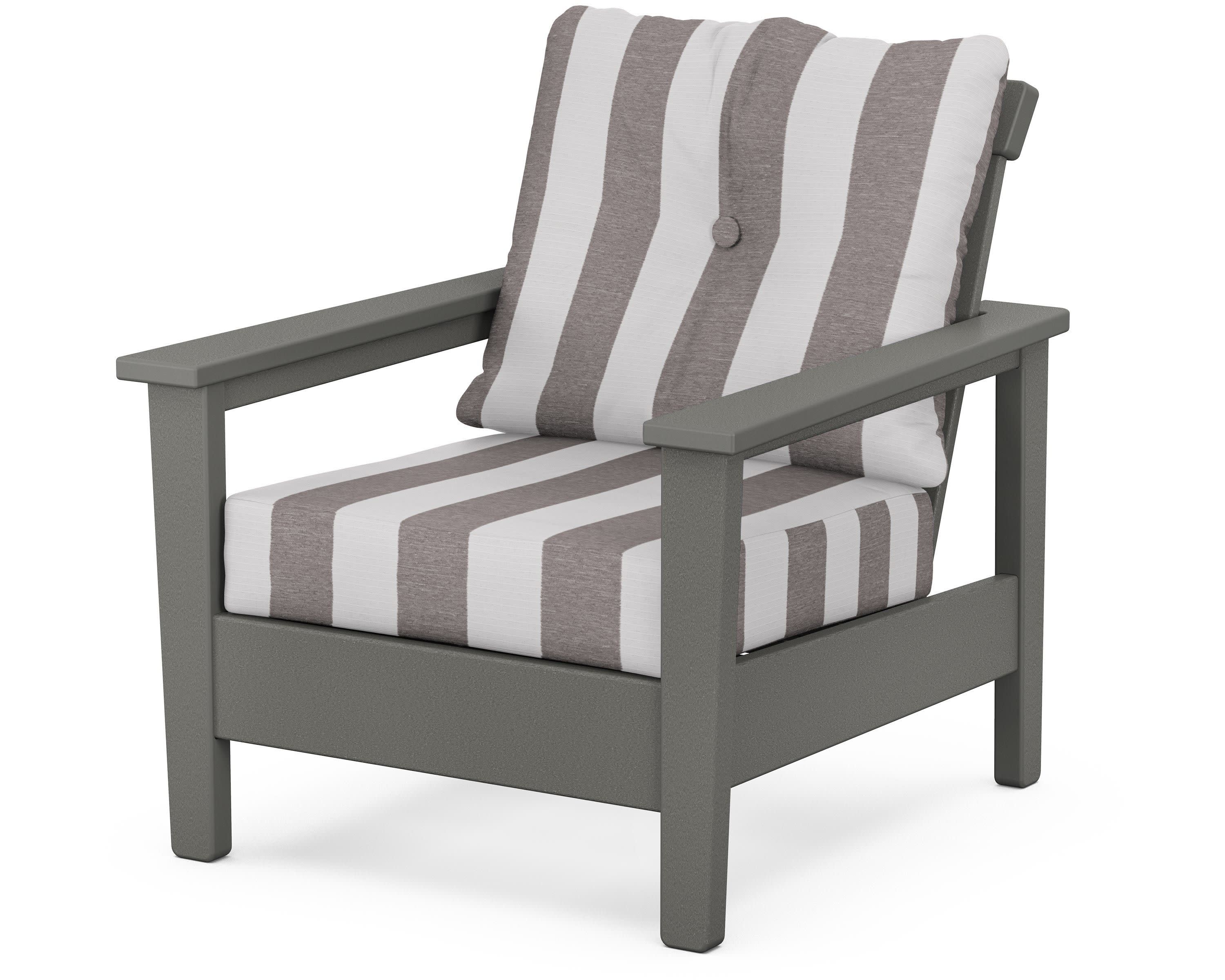 Prescott Deep Seating Chair in Slate Grey / Cabana Stripe Grey Mist