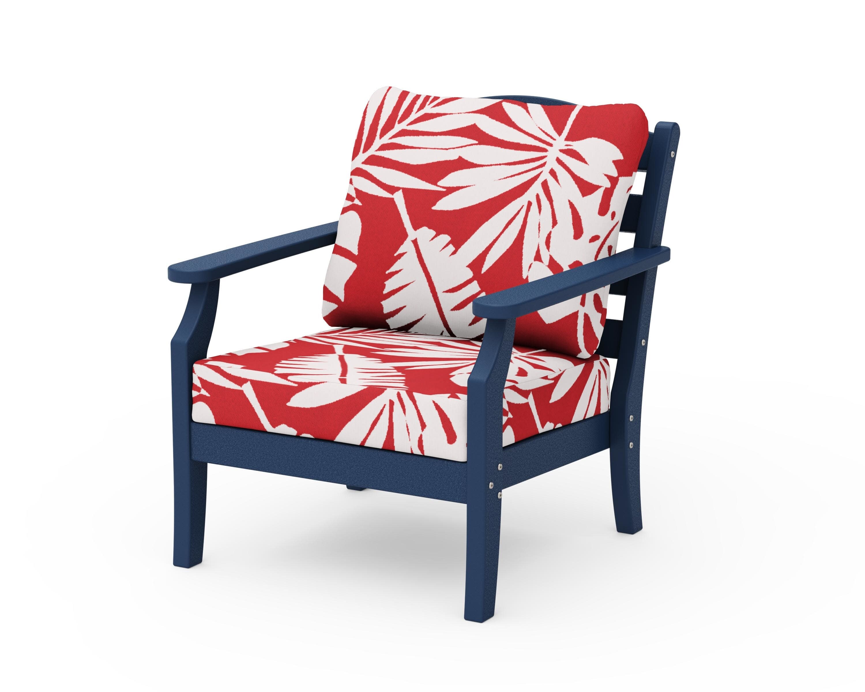Savannah Deep Seating Chair in Navy / Leaf Crimson