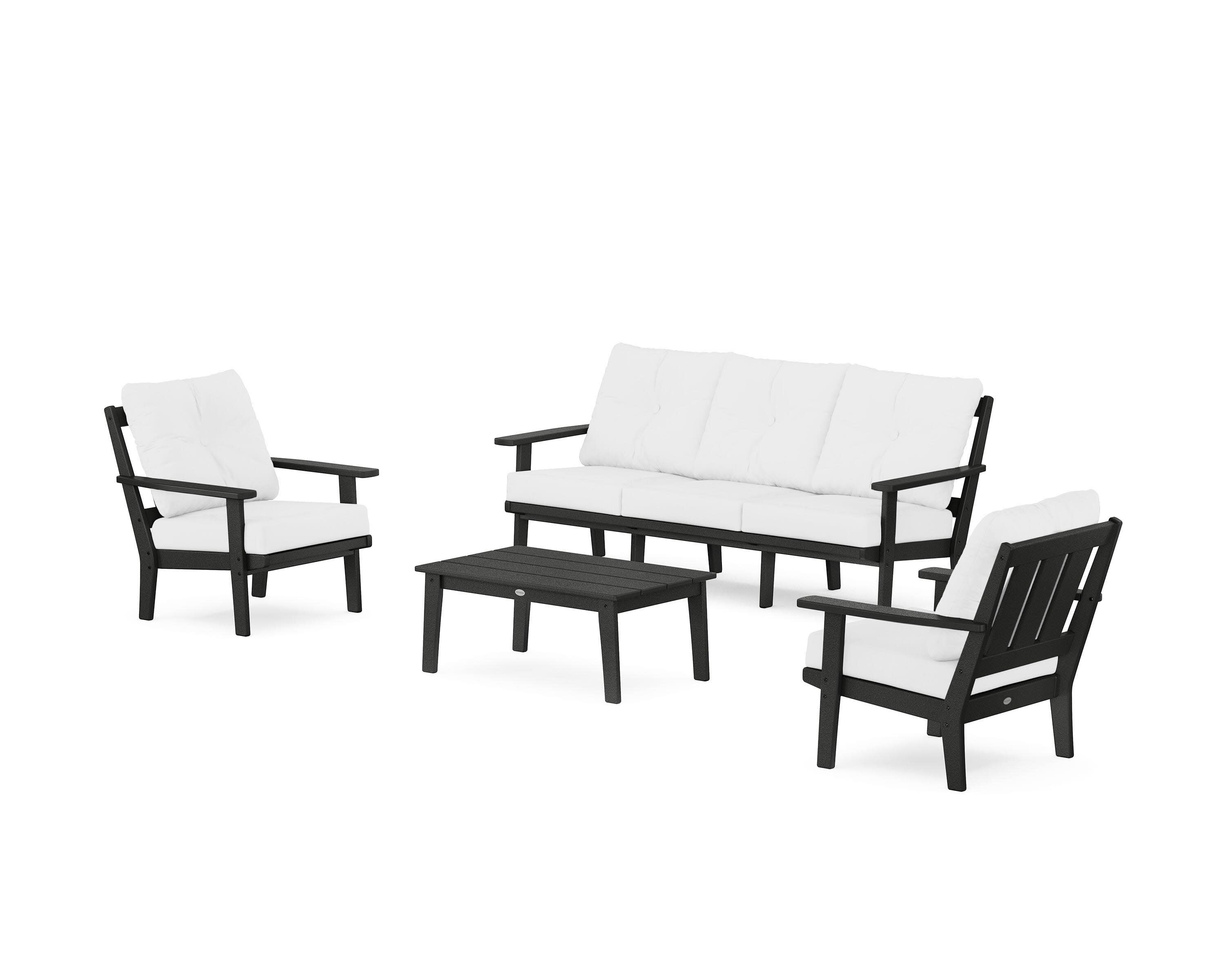 Oxford 4-Piece Deep Seating Set with Sofa in Black / Natural