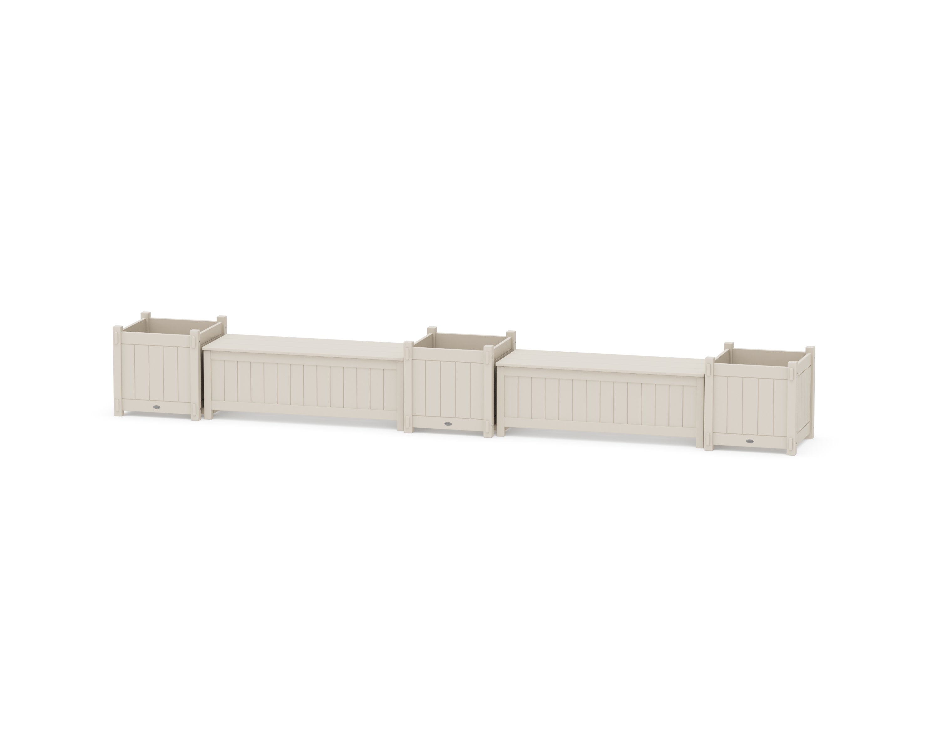 48" Vineyard Straight Double Planter Storage Bench Set- Large in Sand