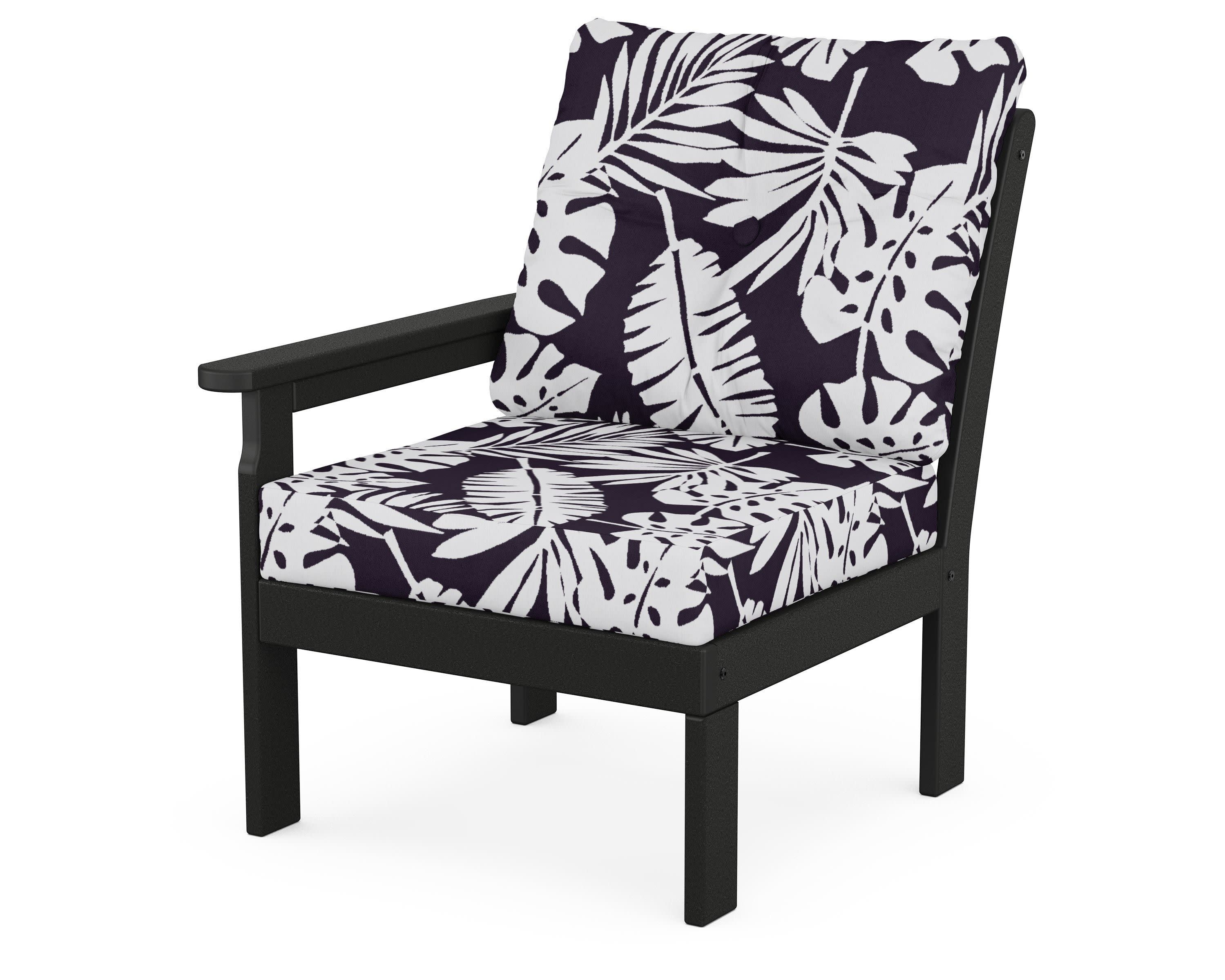 Vineyard Modular Left Arm Chair in Black / Leaf Navy