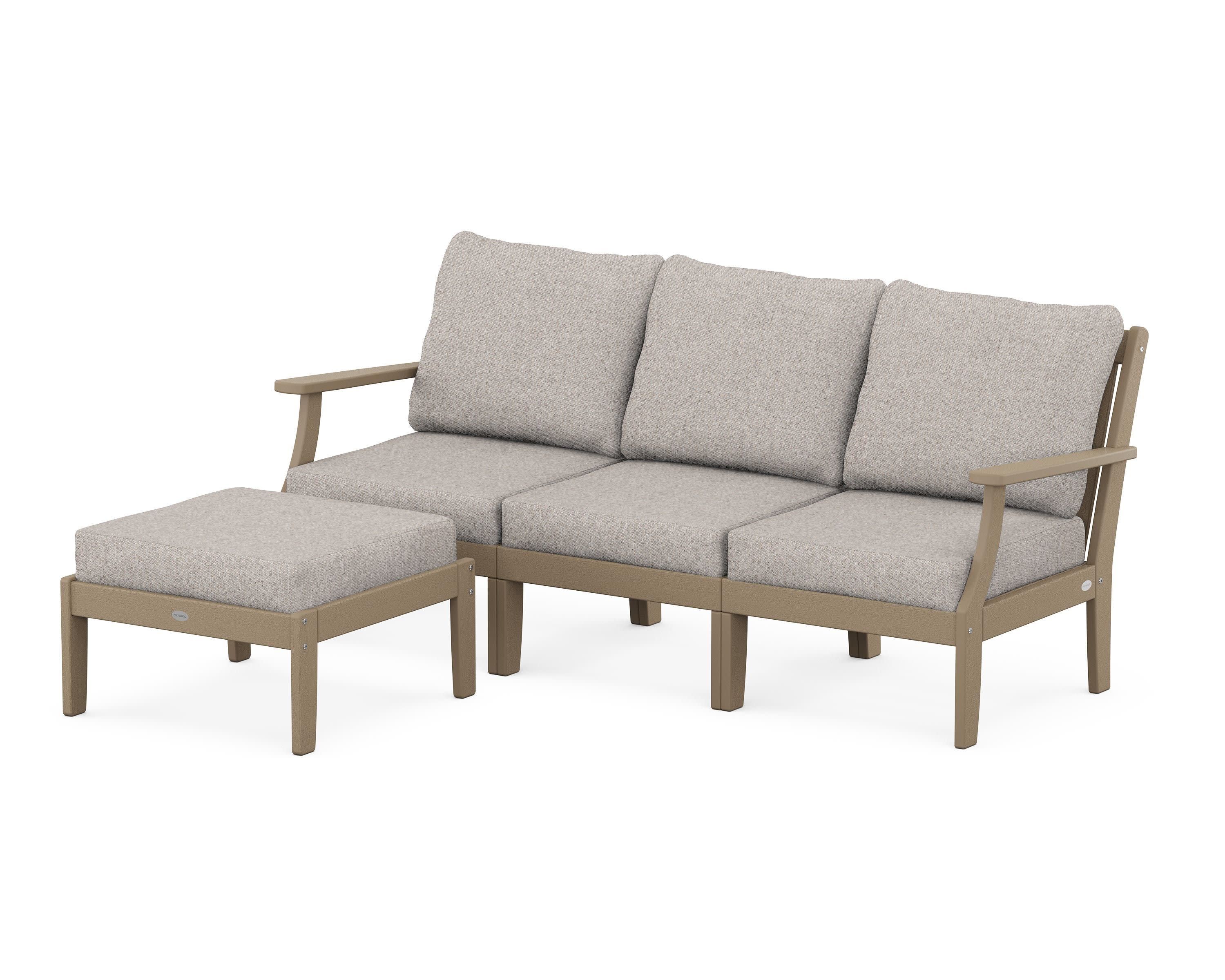 Braxton Modular 4-Piece Deep Seating Set with Ottoman in Vintage Sahara / Weathered Tweed