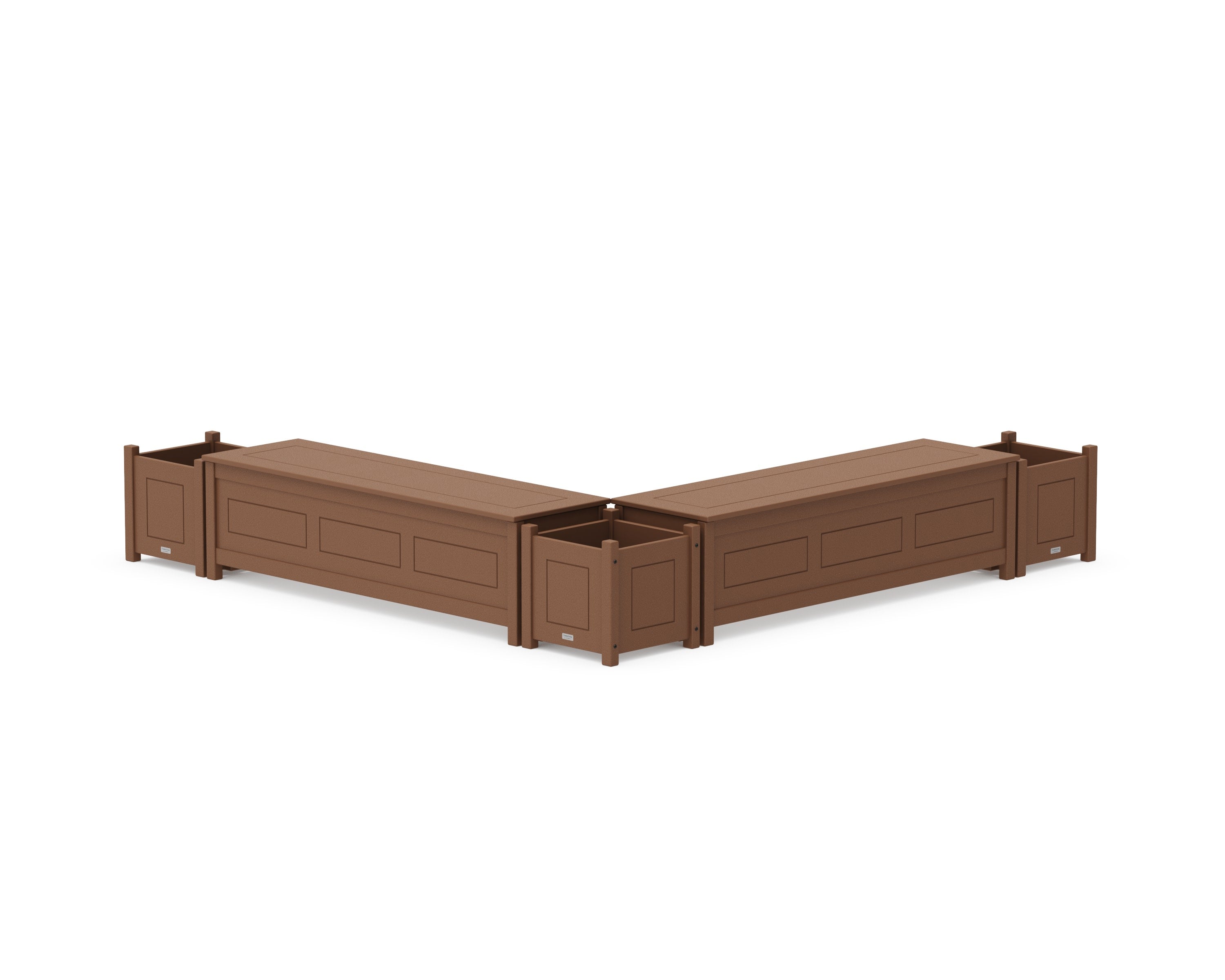 60" Country Living L- Shaped Planter Storage Bench Corner Set in Teak
