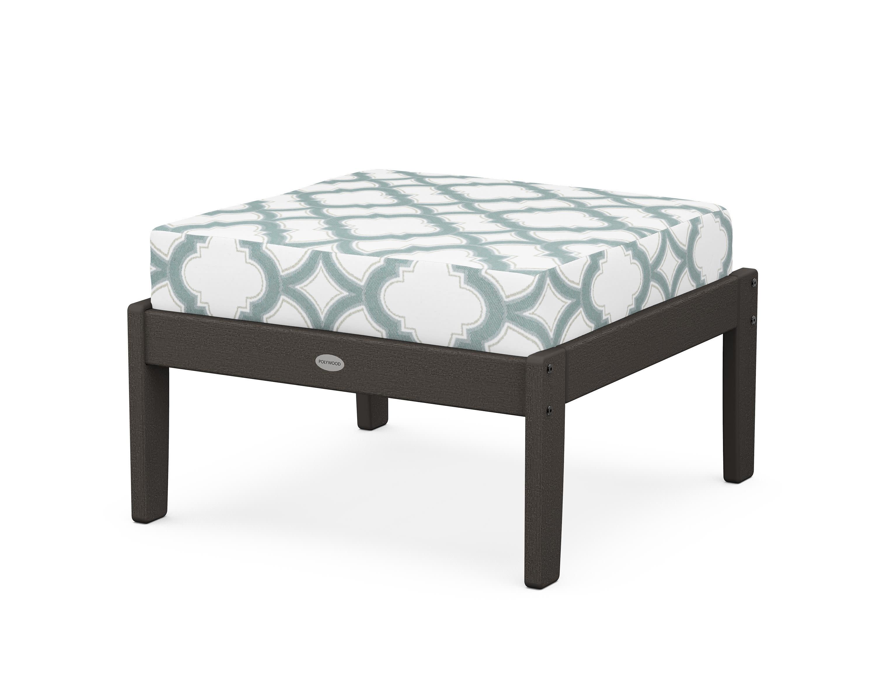 Braxton Deep Seating Ottoman in Vintage Coffee / Trellis Glacier Spa