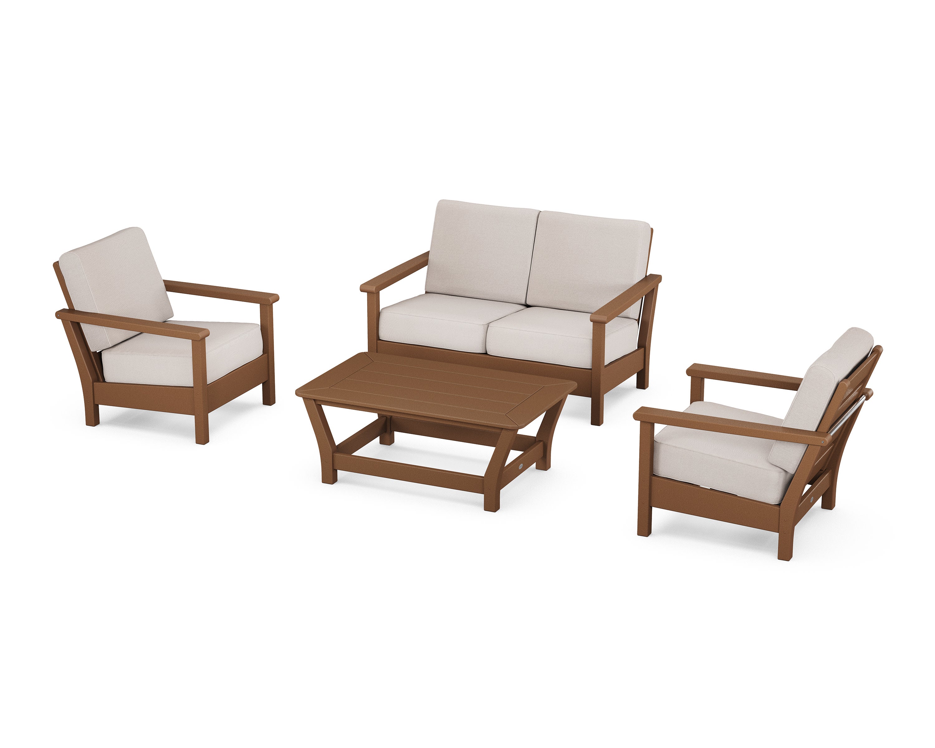 Harbour 4-Piece Deep Seating Set in Teak / Dune Burlap