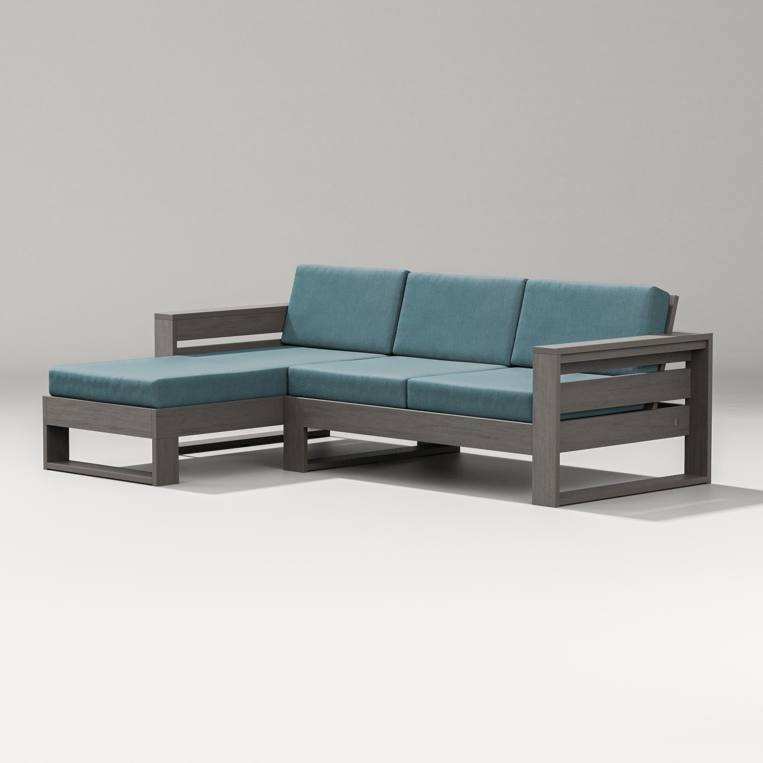 Latitude Left Chaise Sectional in Driftwood / Ocean Teal
