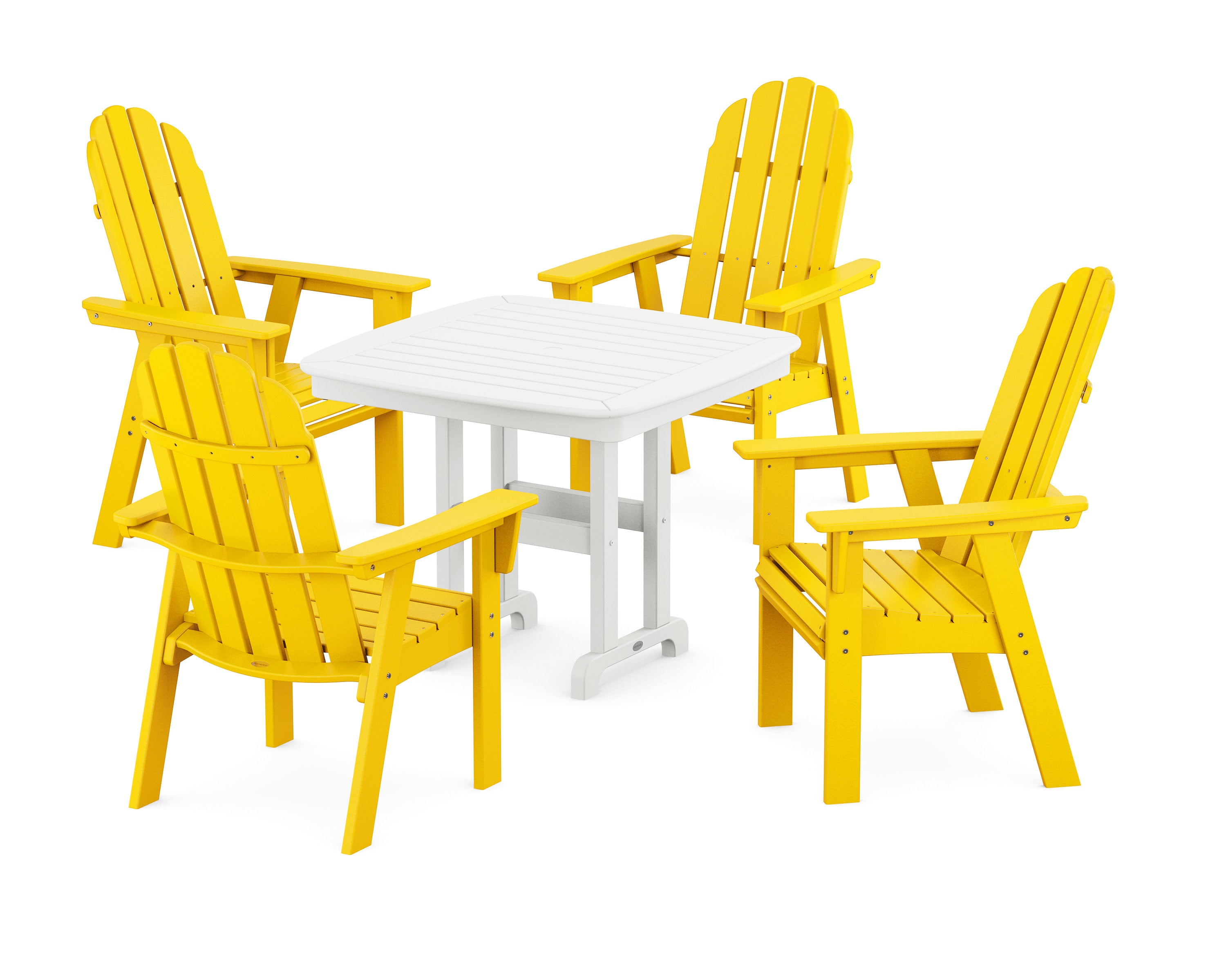 Vineyard Curveback Adirondack 5-Piece Dining Set in Lemon / White