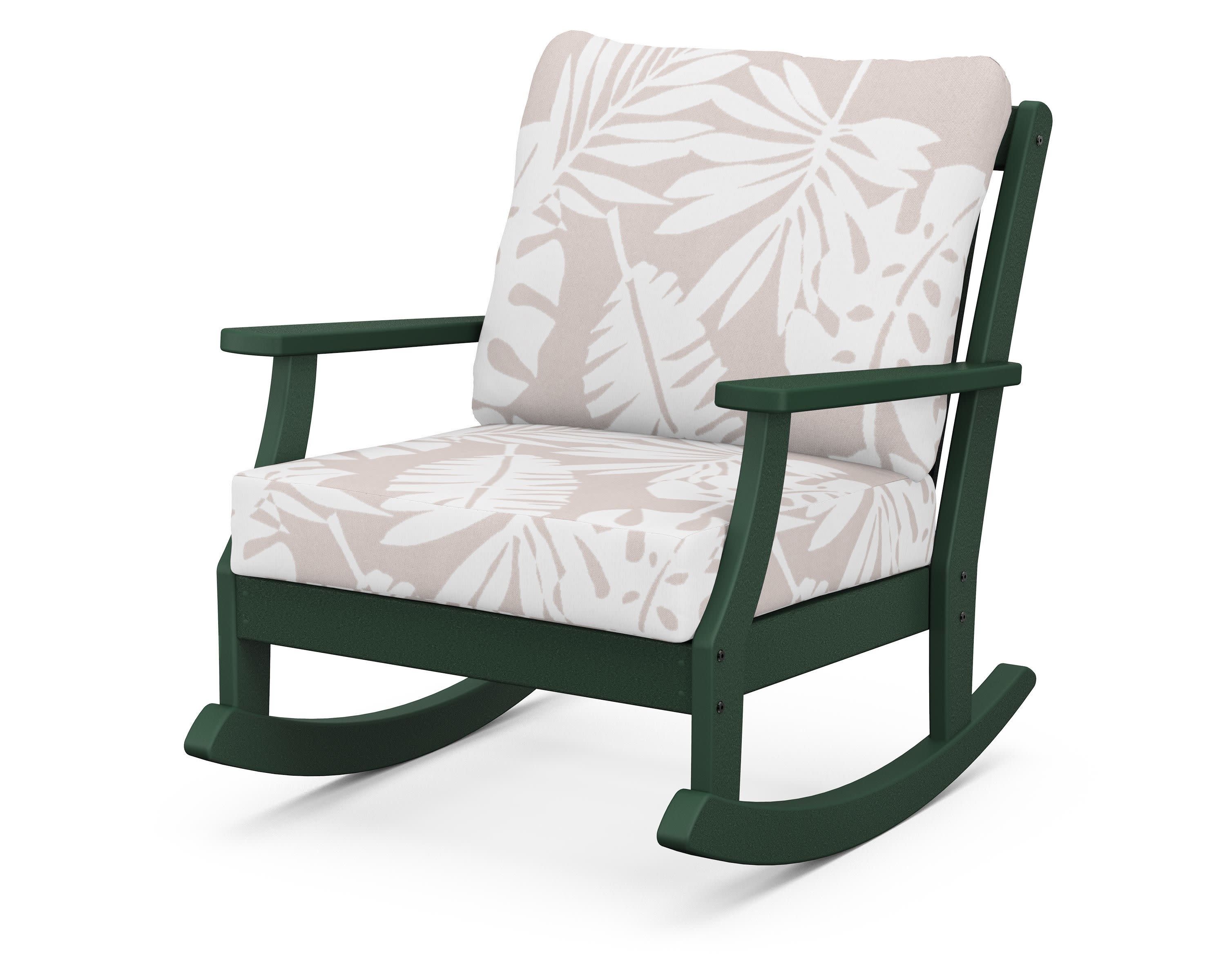 Braxton Deep Seating Rocking Chair in Green / Leaf Dune Burlap