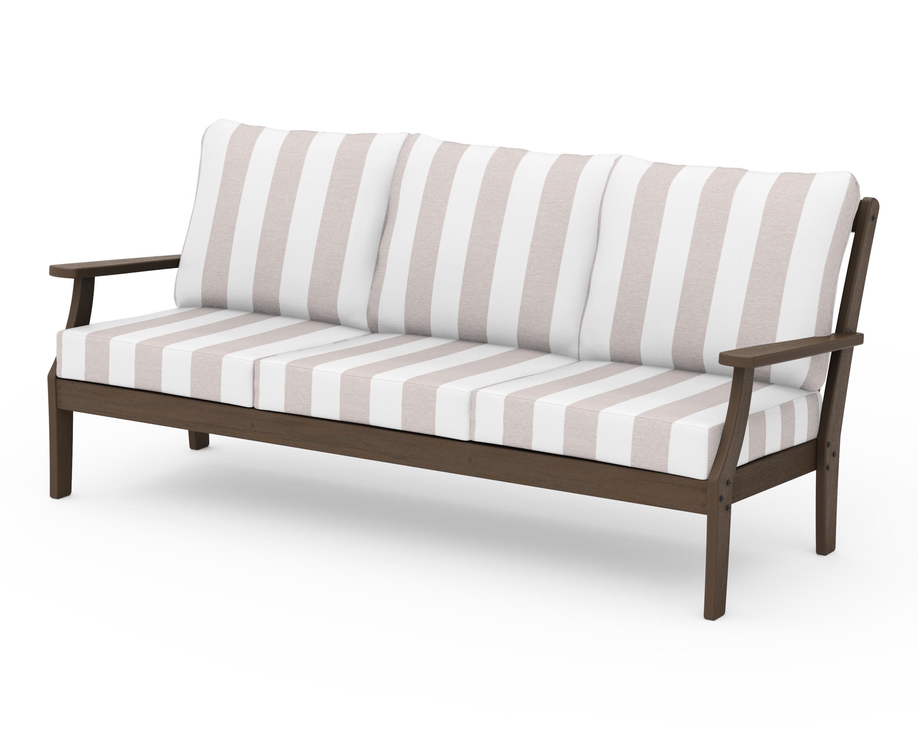 Braxton Deep Seating Sofa in Kona / Cabana Stripe Dune Burlap