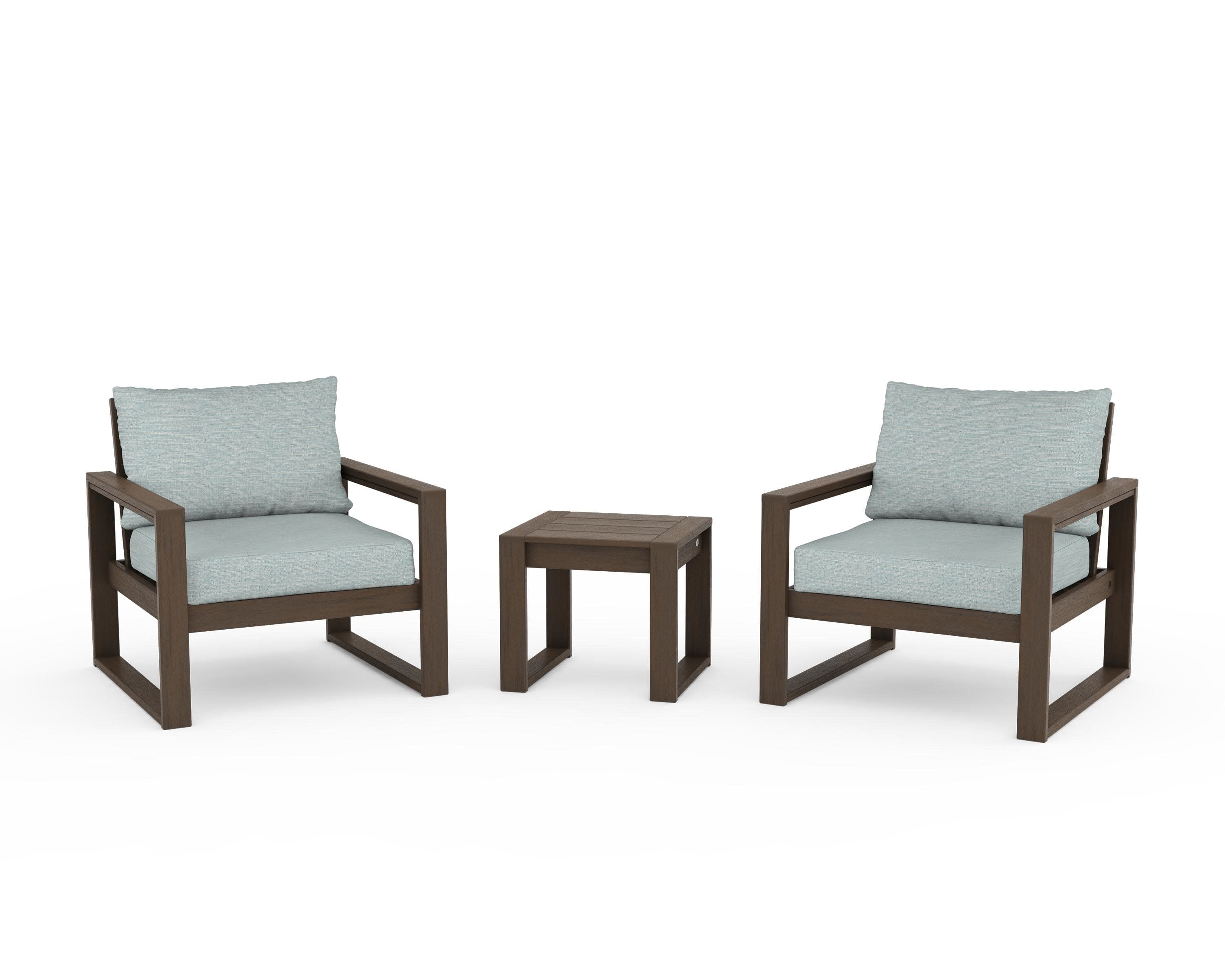EDGE Sectional 3-Piece Deep Seating Set in Kona / Soothe Mist