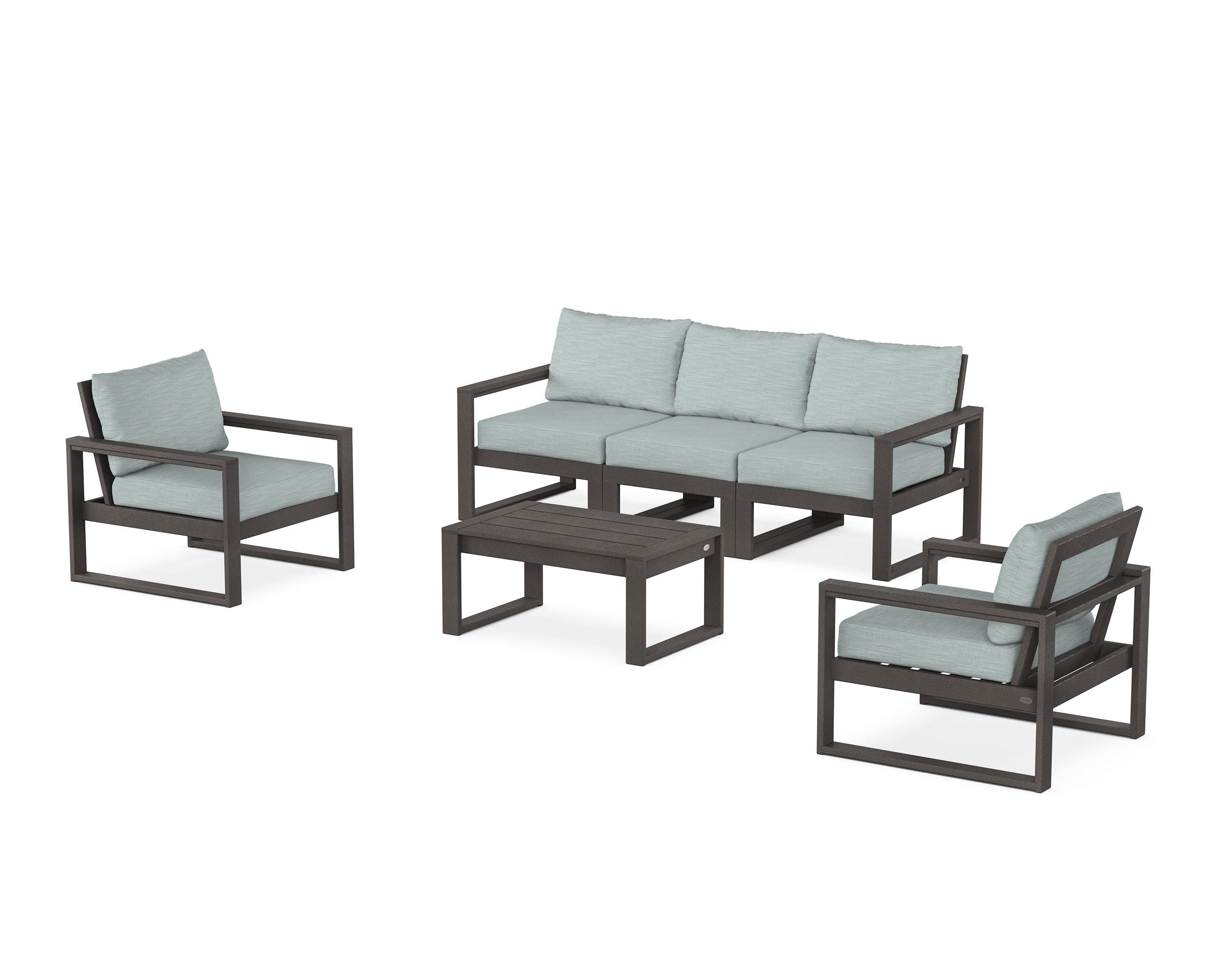 EDGE Sectional 4-Piece Deep Seating Set with Sofa in Vintage Coffee / Soothe Mist