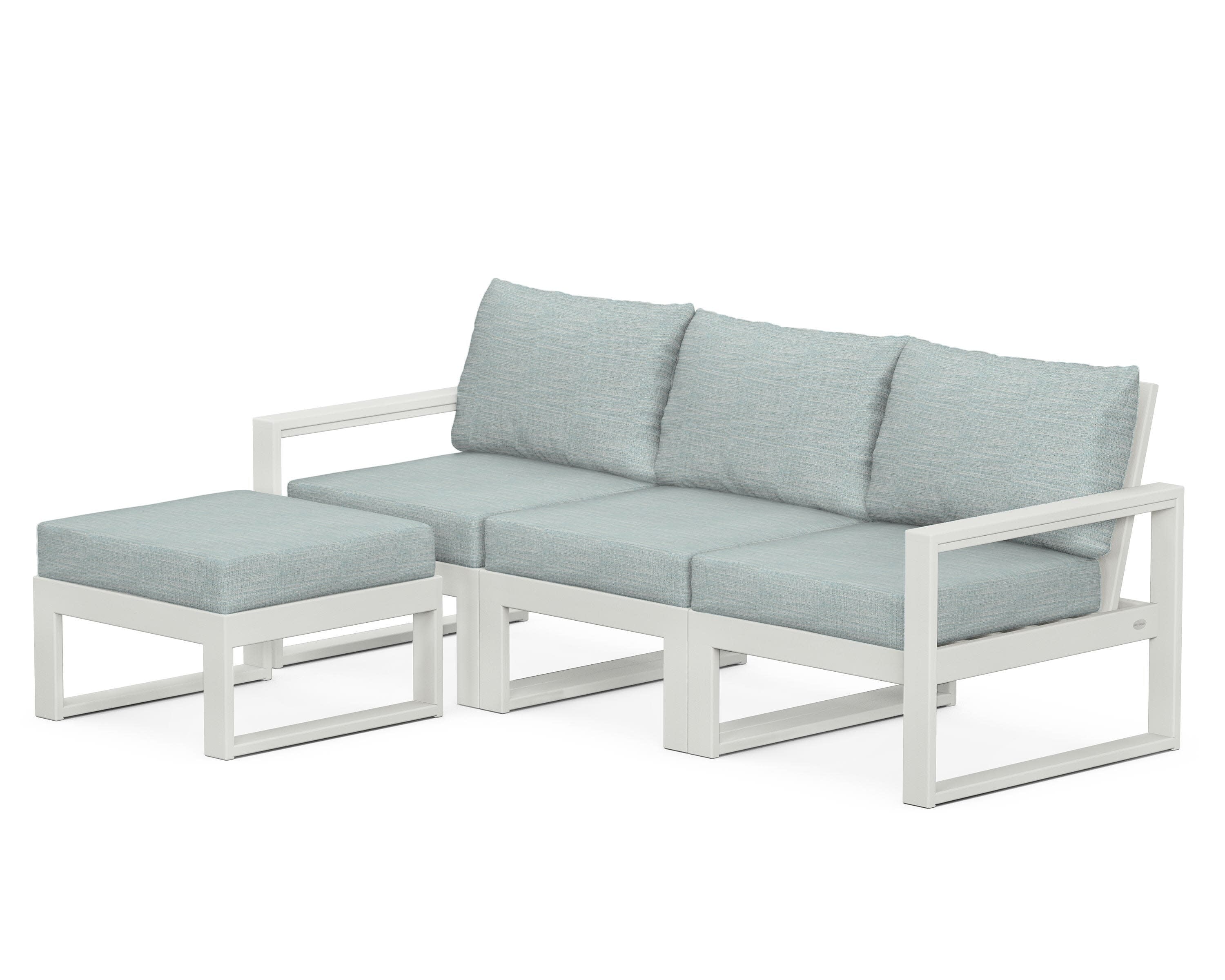 EDGE 4-Piece Modular Deep Seating Set with Ottoman in Vintage White / Soothe Mist